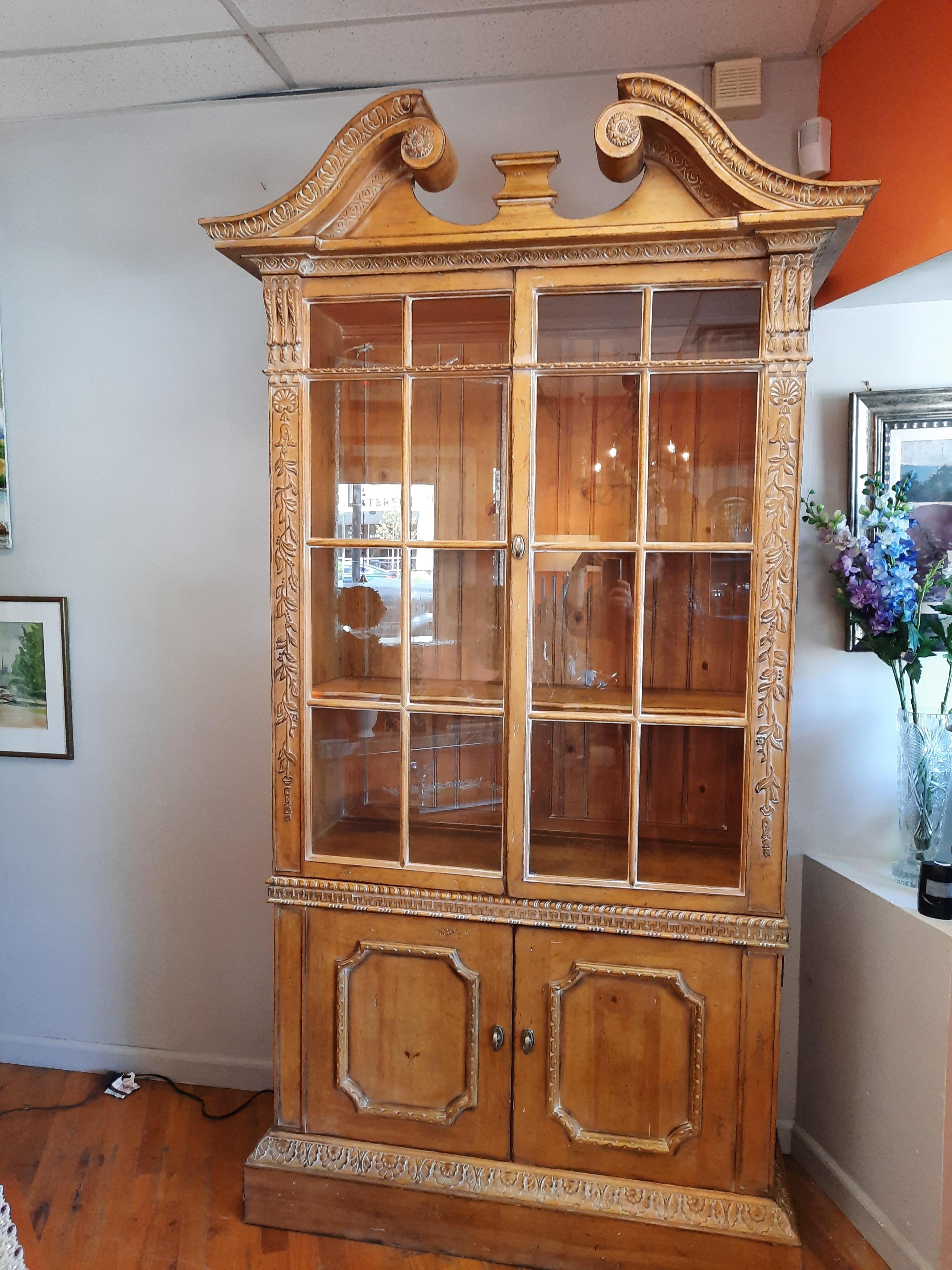 Vintage Hardwood Curio Cabinet/Bookcase For Sale 9