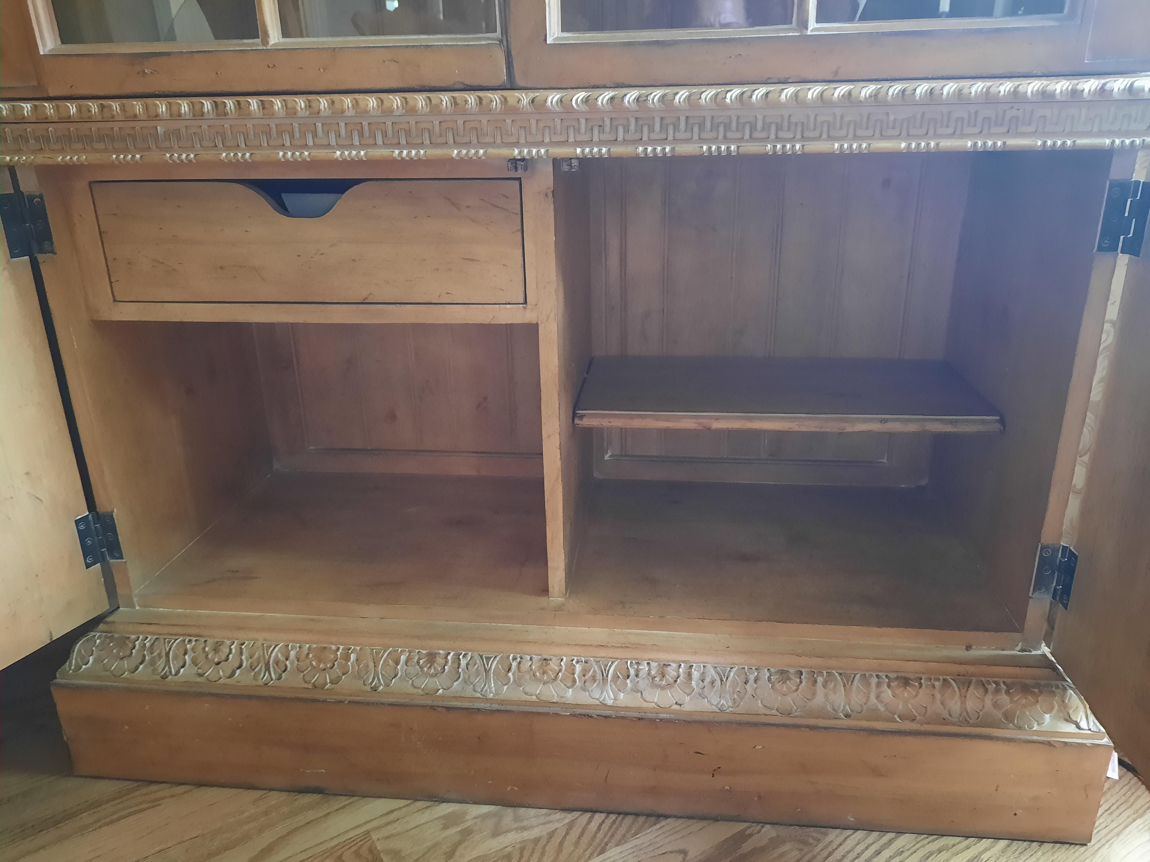 Vintage Hardwood Curio Cabinet/Bookcase For Sale 1