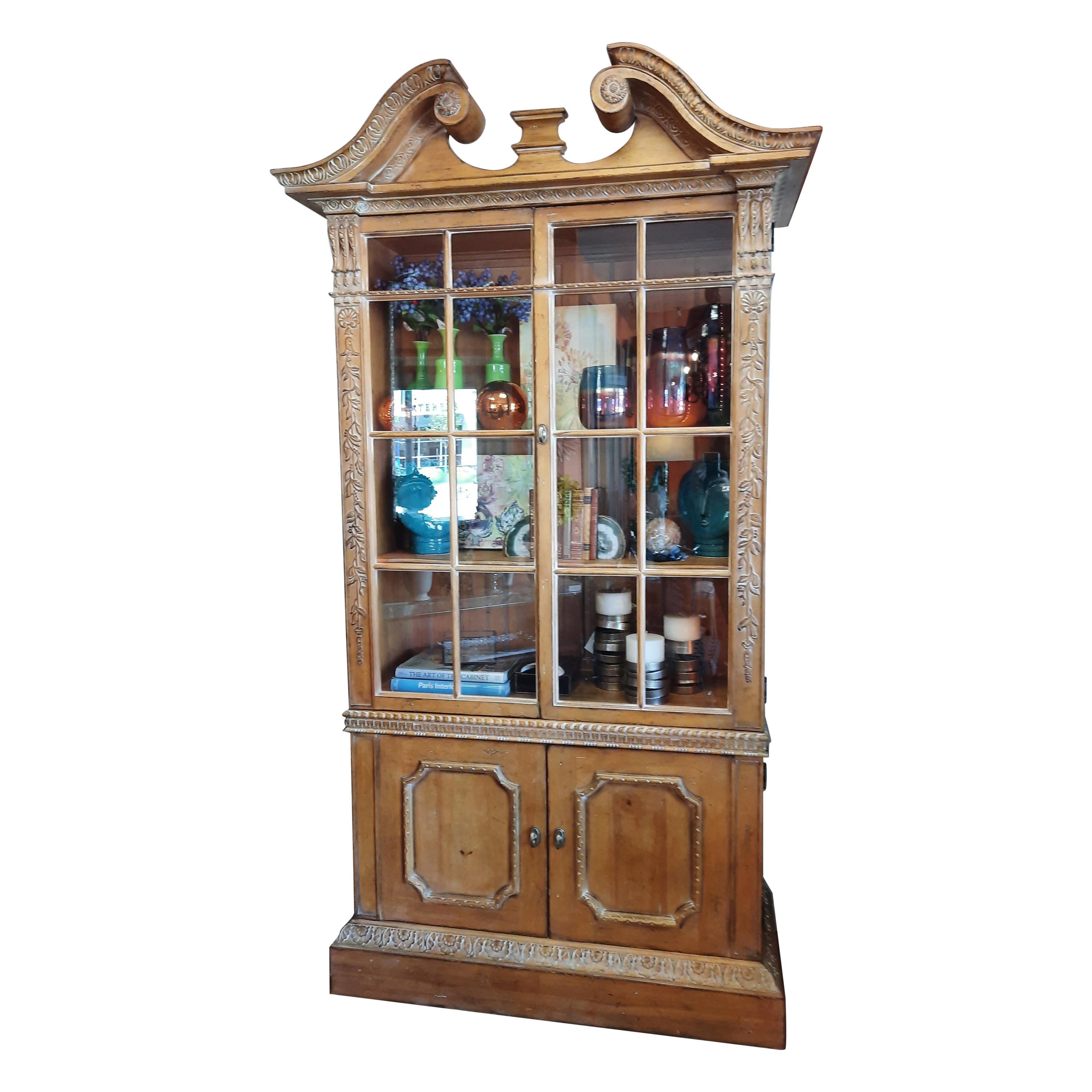 Vintage Hardwood Curio Cabinet/Bookcase For Sale