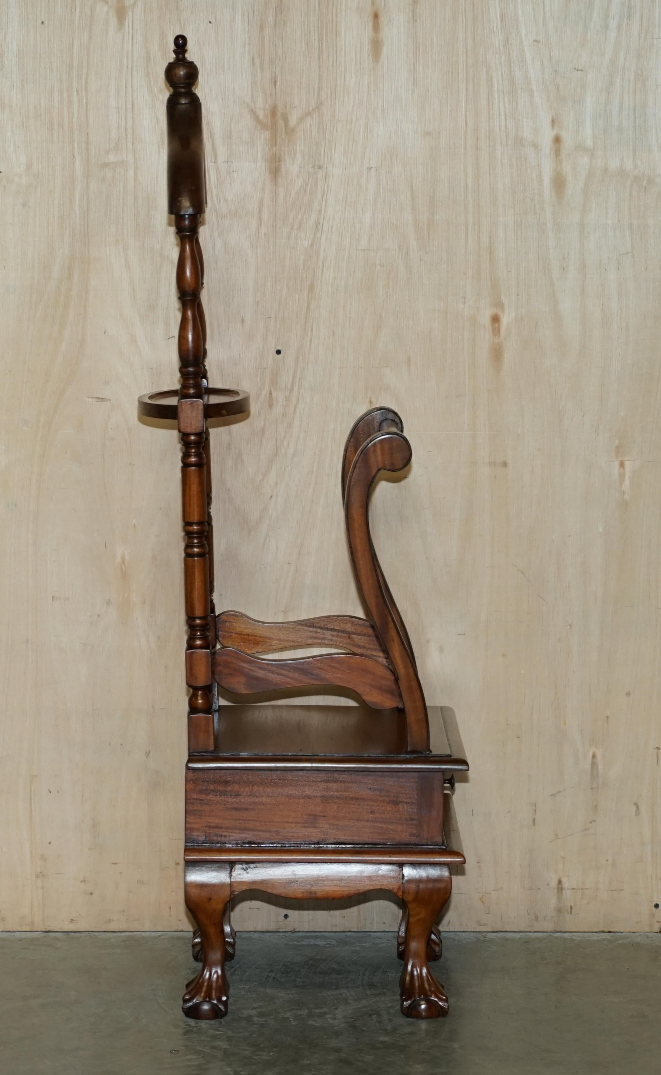 Vintage Hardwood Gentleman's Valet Stand with Carved Claw & Ball Feet 7