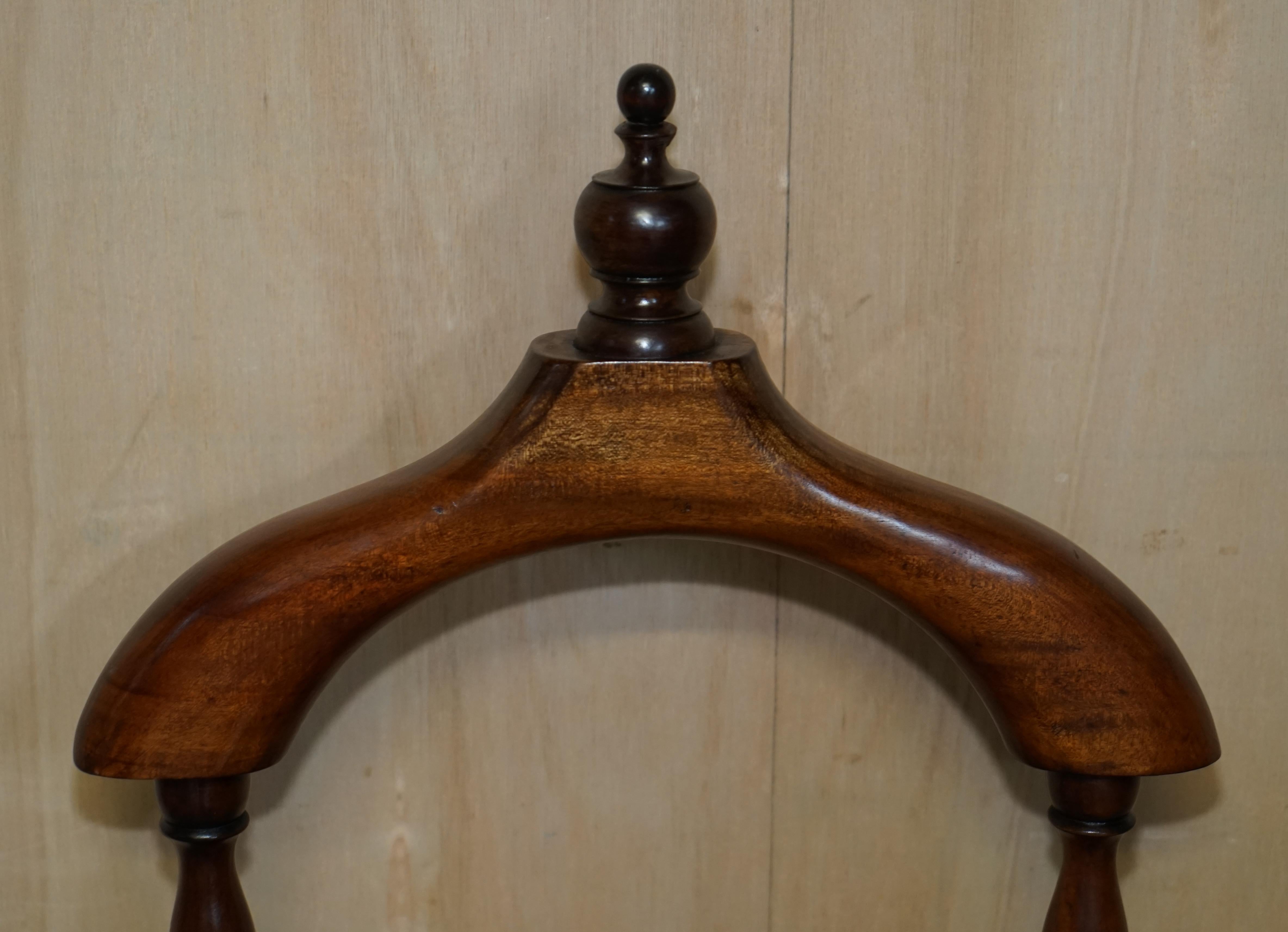 Victorian Vintage Hardwood Gentleman's Valet Stand with Carved Claw & Ball Feet