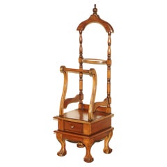 Vintage Hardwood Gentleman's Valet Stand with Carved Claw & Ball Feet
