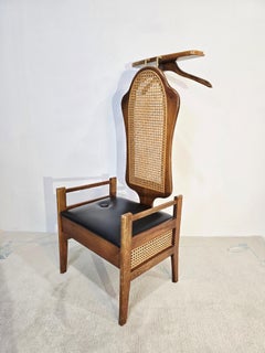 Vintage Hardwood Hall Chair – Cane Back, Hidden Storage