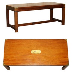 Vintage Hardwood Kennedy Harrods London Military Campaign Coffee Cocktail Table