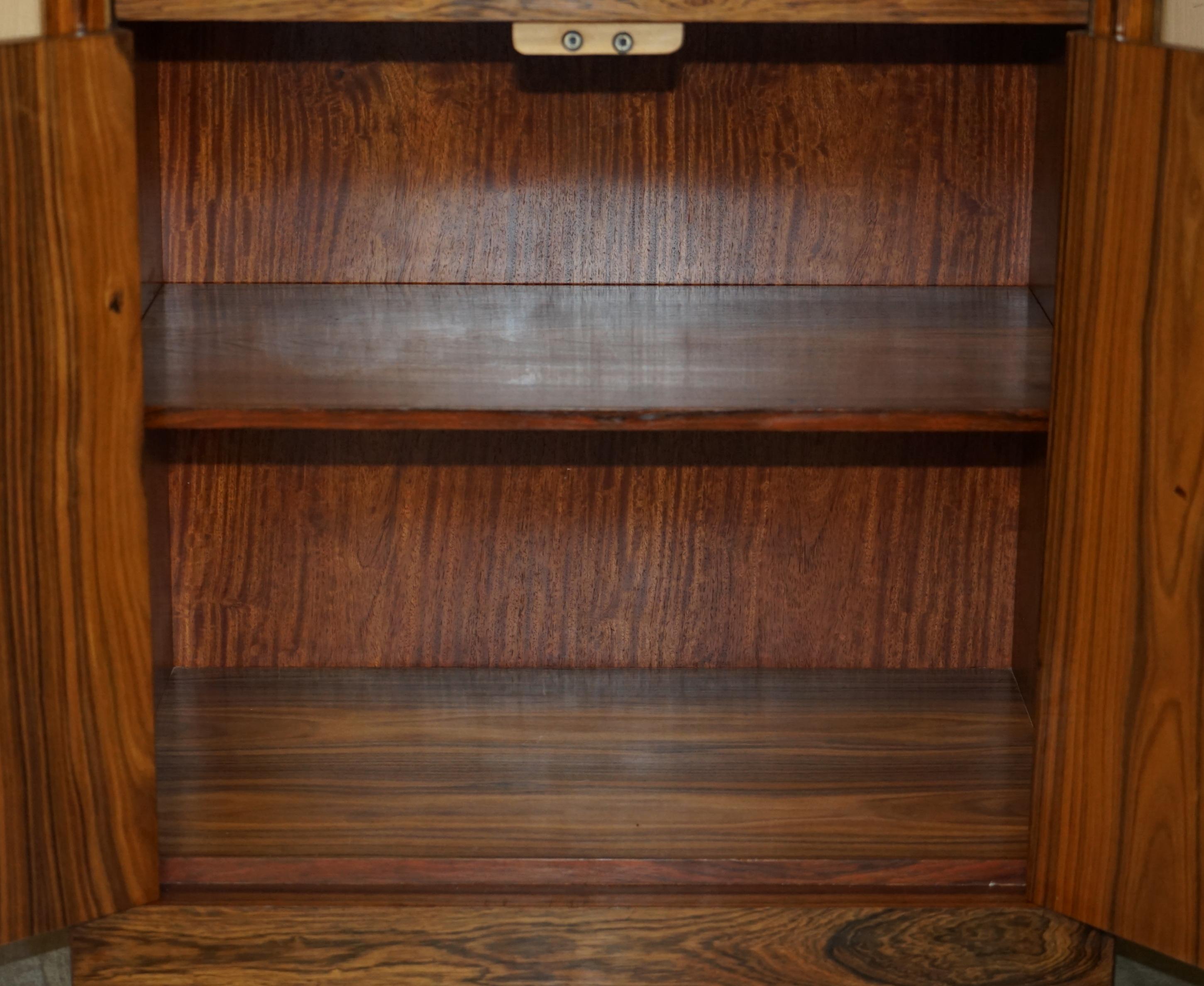 Vintage Hardwood Marble Topped Chrome Drop Front Secretaire Desk with Drawers For Sale 10