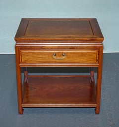 VINTAGE ORIENTAL CHINESE MiD CENTURY SIDE TABLE WITH DRAWER AND SHELF