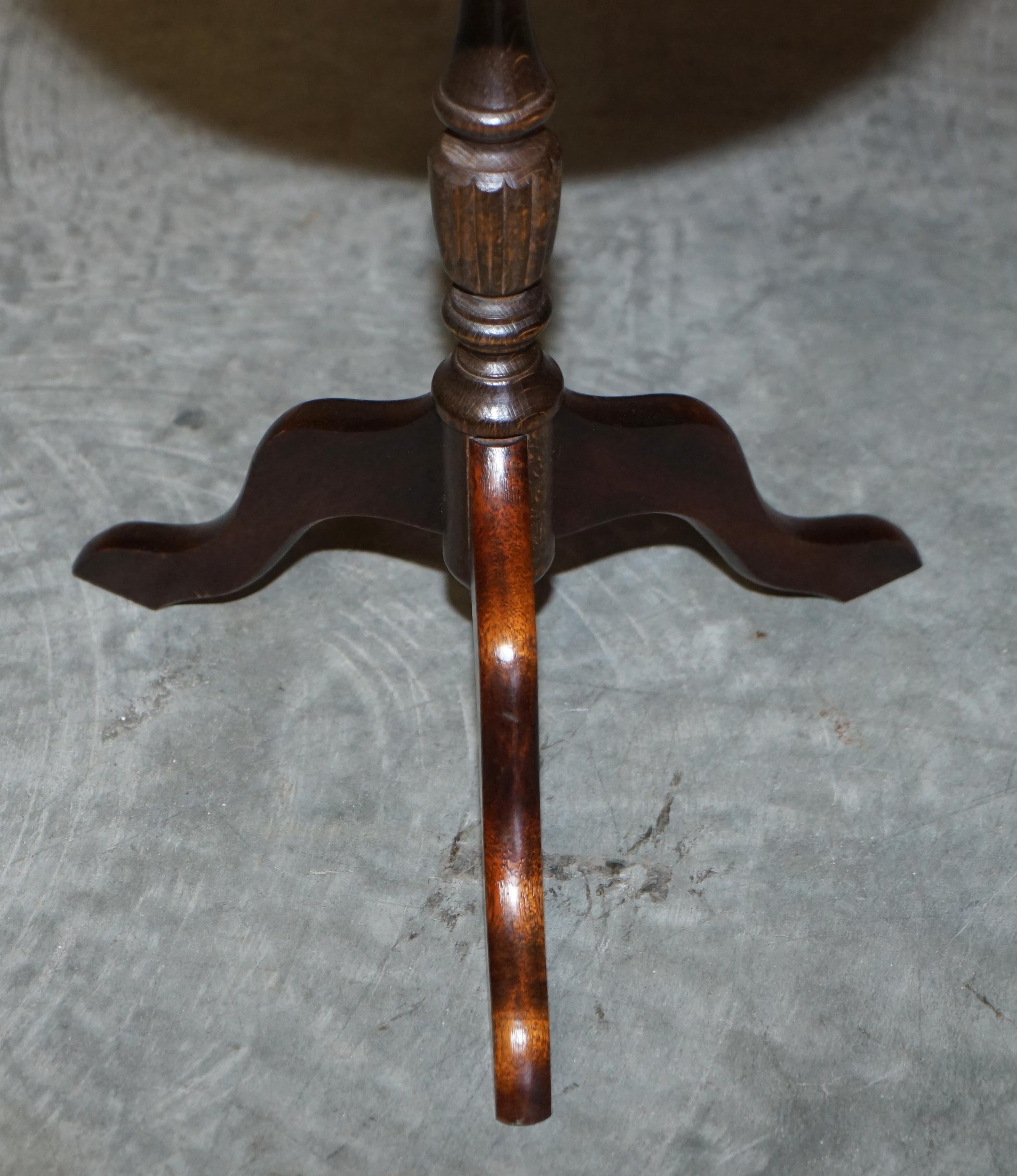 Vintage Hardwood Oxblood Tripod Side End Lamp Wine Table Hand Made in England For Sale 3