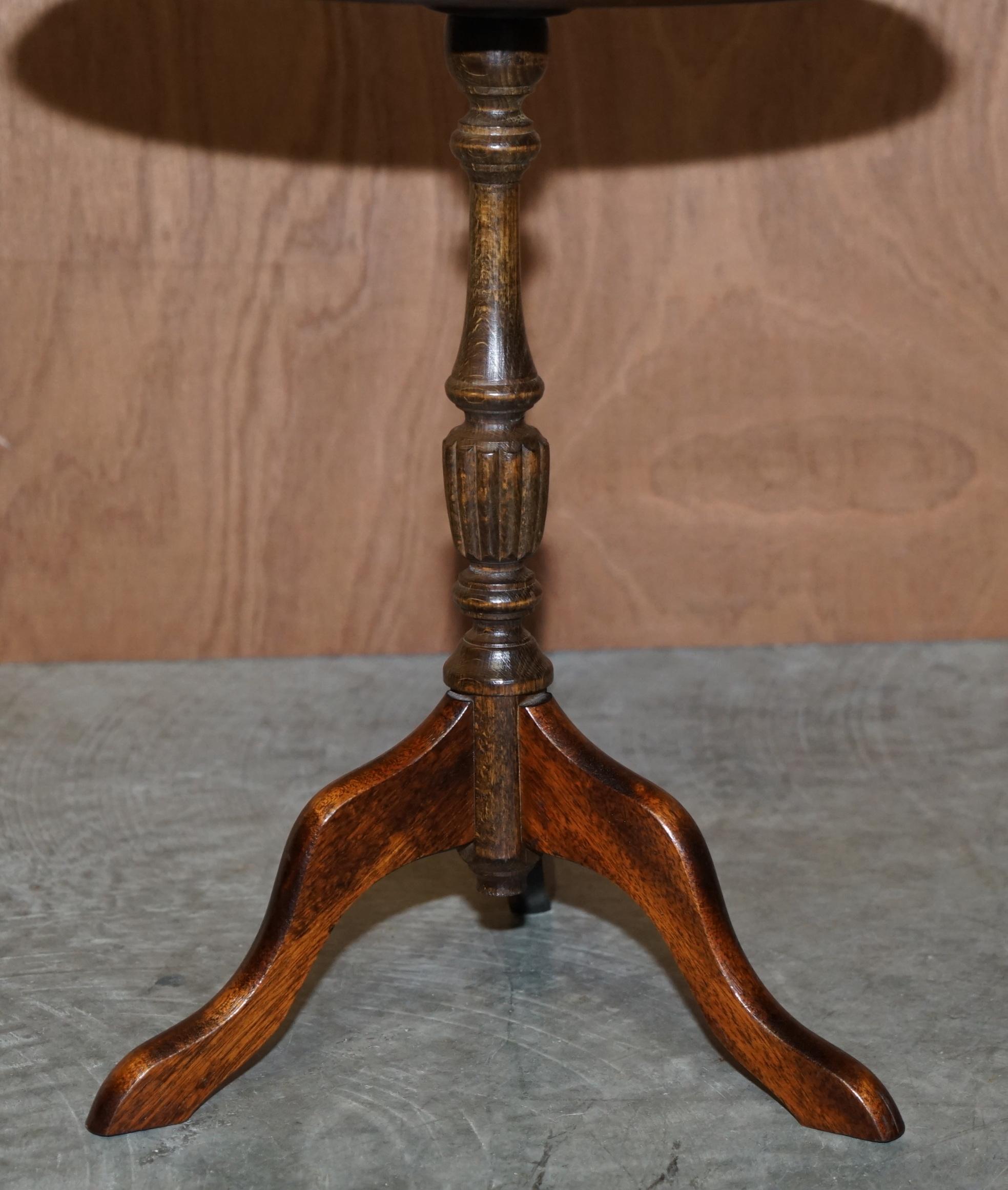 20th Century Vintage Hardwood Oxblood Tripod Side End Lamp Wine Table Hand Made in England For Sale