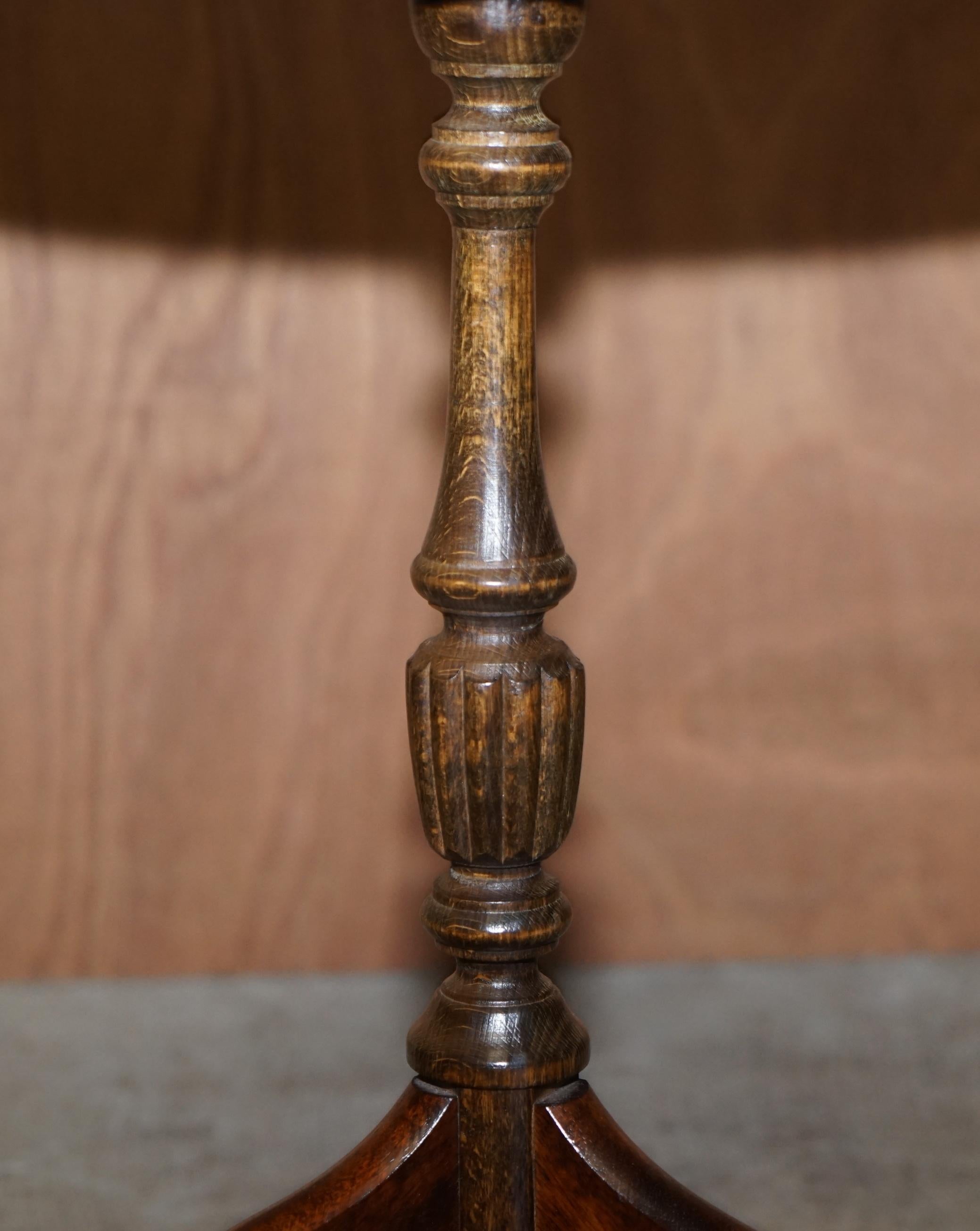 Vintage Hardwood Oxblood Tripod Side End Lamp Wine Table Hand Made in England For Sale 1