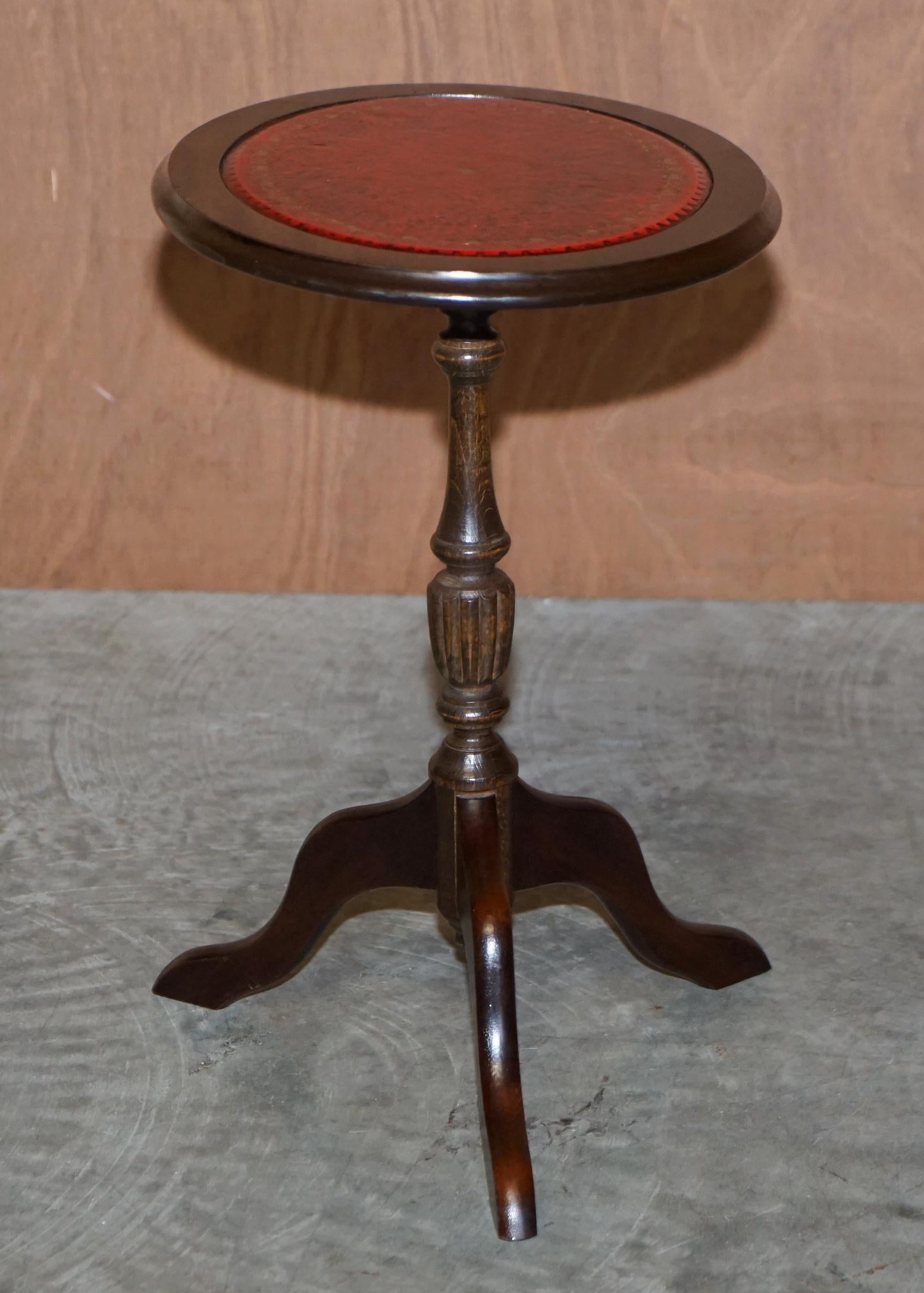 Vintage Hardwood Oxblood Tripod Side End Lamp Wine Table Hand Made in England For Sale 2