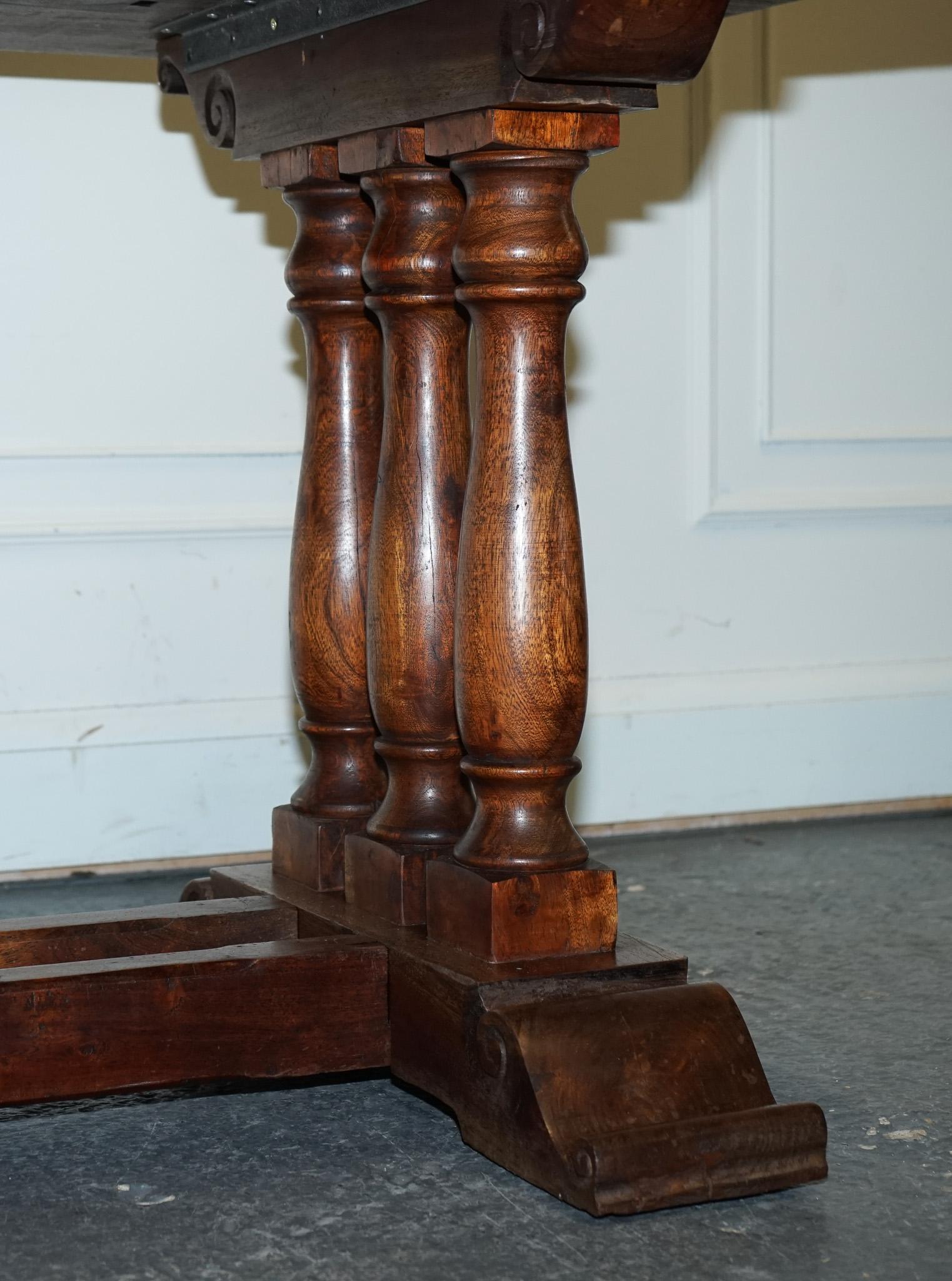 20th Century VINTAGE HARDWOOD RECTANGULAR DINiNG TABLE  185CM For Sale