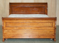 VINTAGE HARDWOOD SLEiGH SUPER KING SIZE BED FRAME & MATTRESS STUNNING TIMBER
