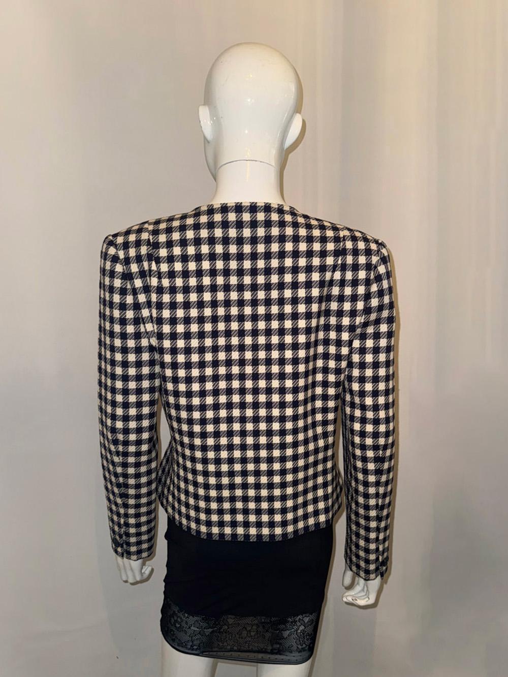 Black Vintage Hardy Amies Blue and White Jacket For Sale