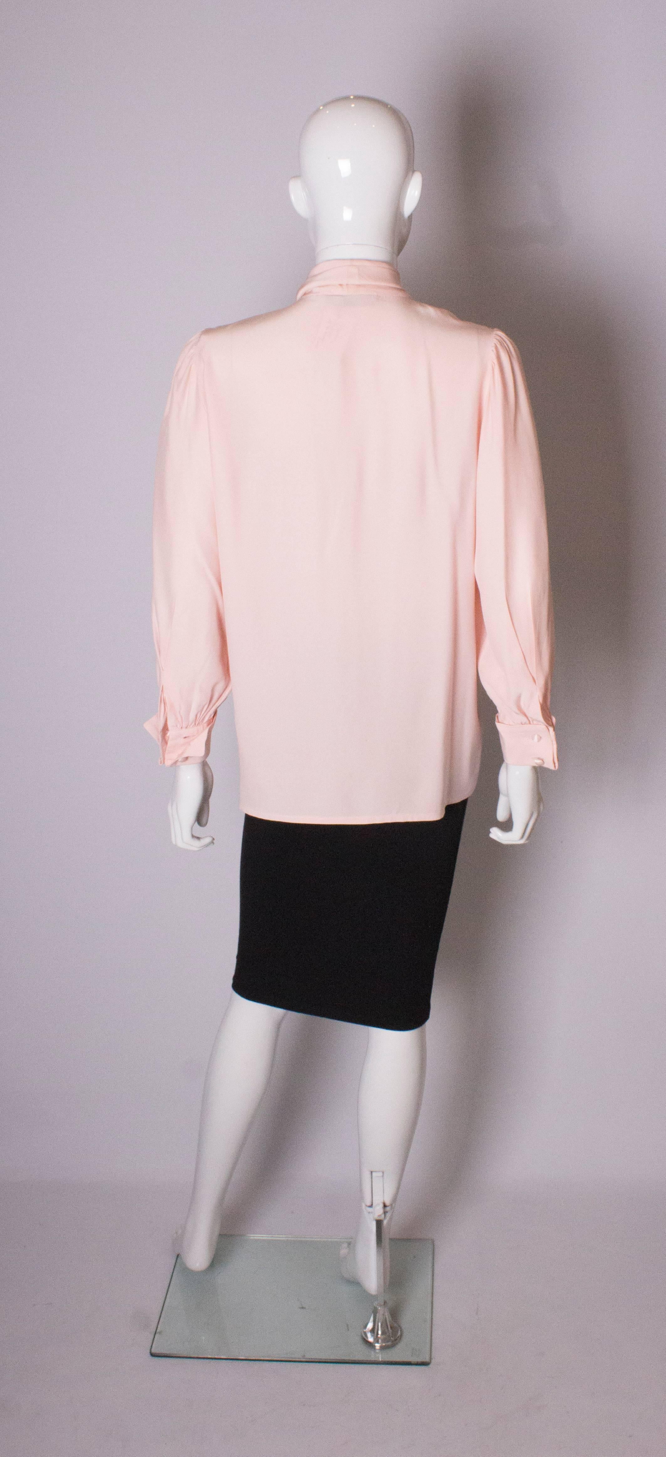 Women's Vintage Hardy Amies Pink Silk Blouse For Sale