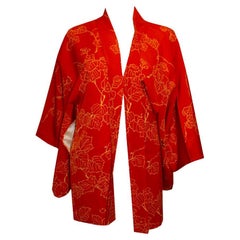 Kimono Hari/Short vintage  dcor de feuilles.