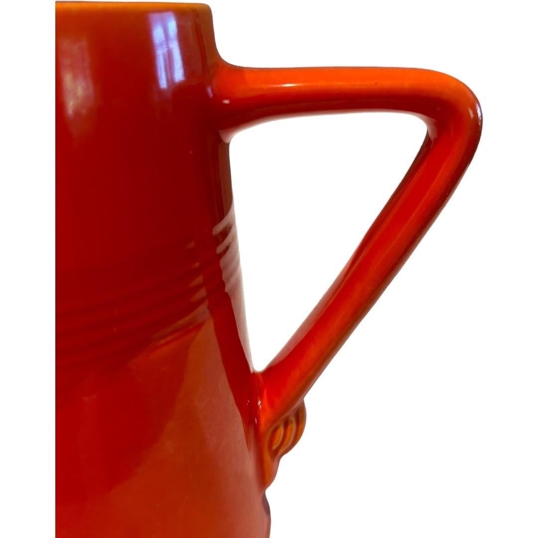 20th Century Vintage Harlequin Red Pottery Pitcher For Sale