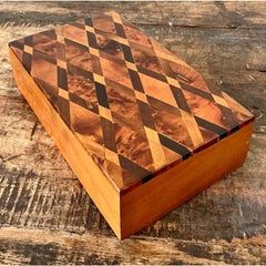 Vintage Harlequin Wood Inlay Box