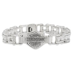 Vintage Harley Davidson 925 Sterling Silver Bike Chain Bracelet