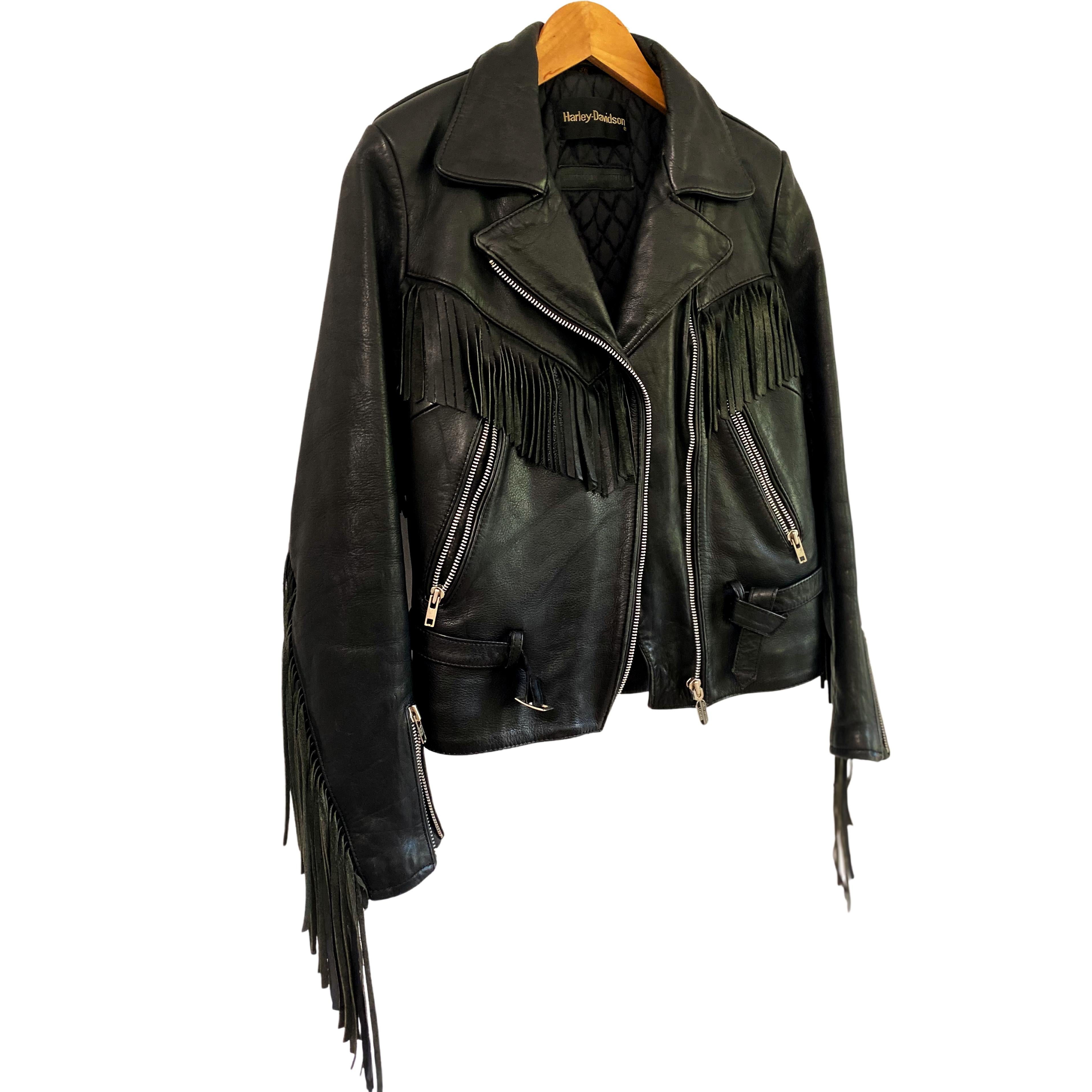 Harley davidson womens leather jacket with fringe hotsell