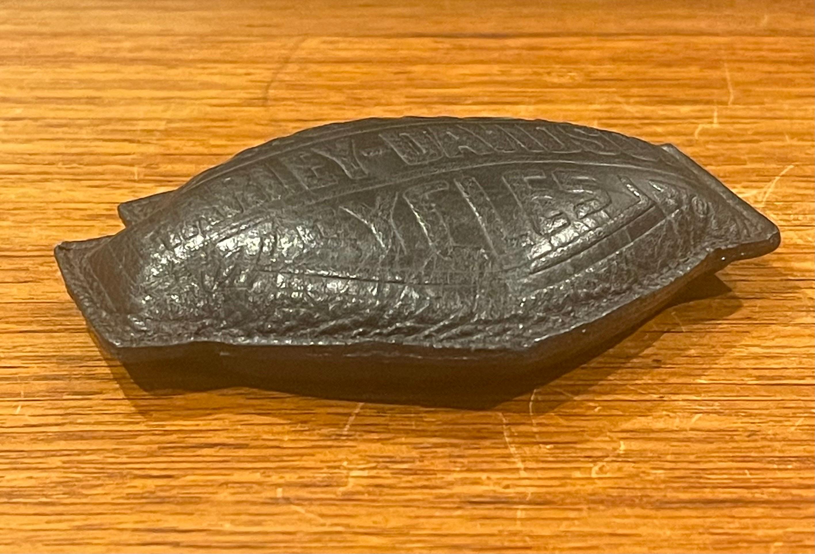 American Vintage Harley Davidson Stitched Black Leather Paperweight For Sale