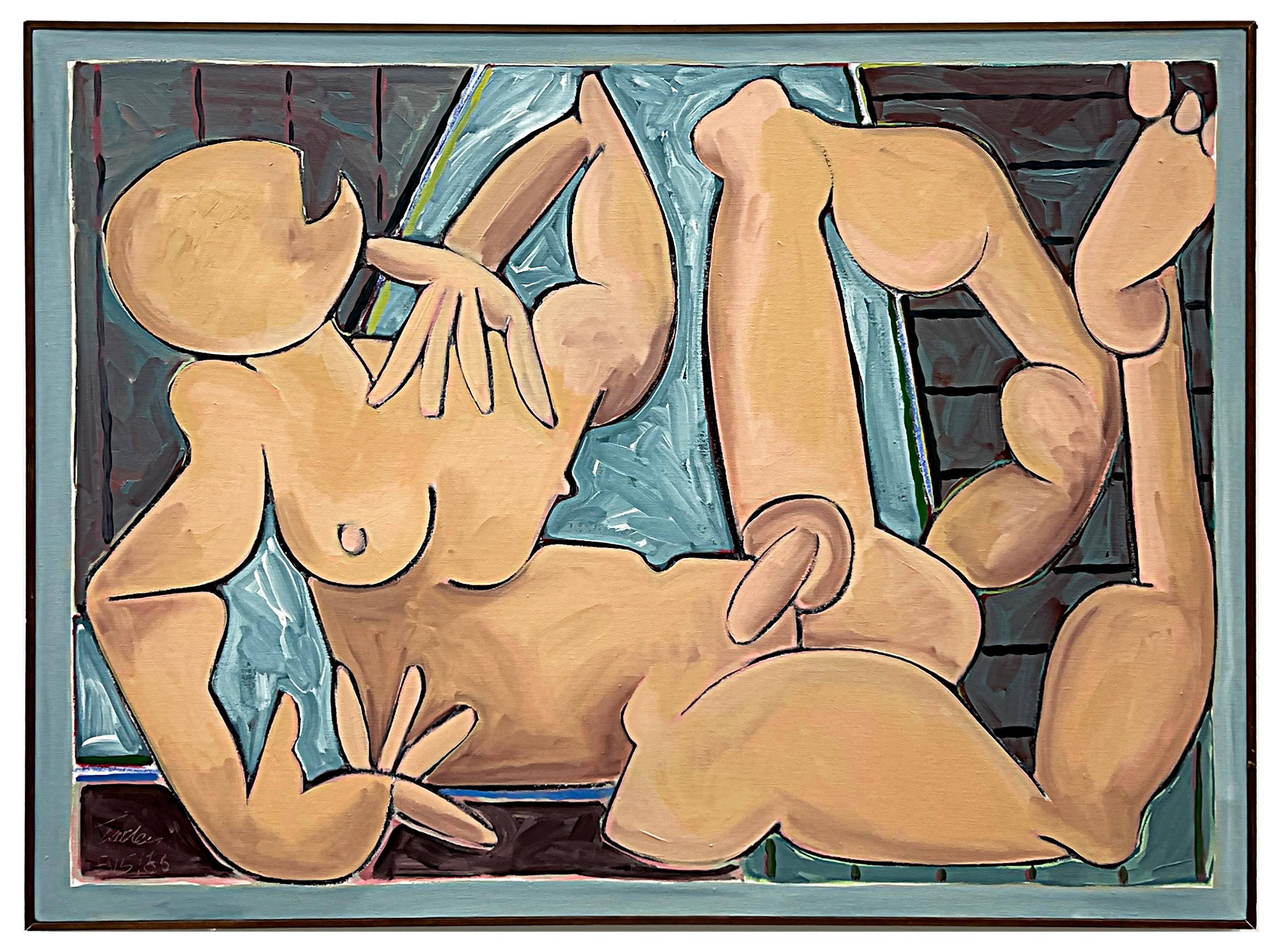 Vintage Harley Francis Abstract Nude Oil Painting, Gay Interest 3