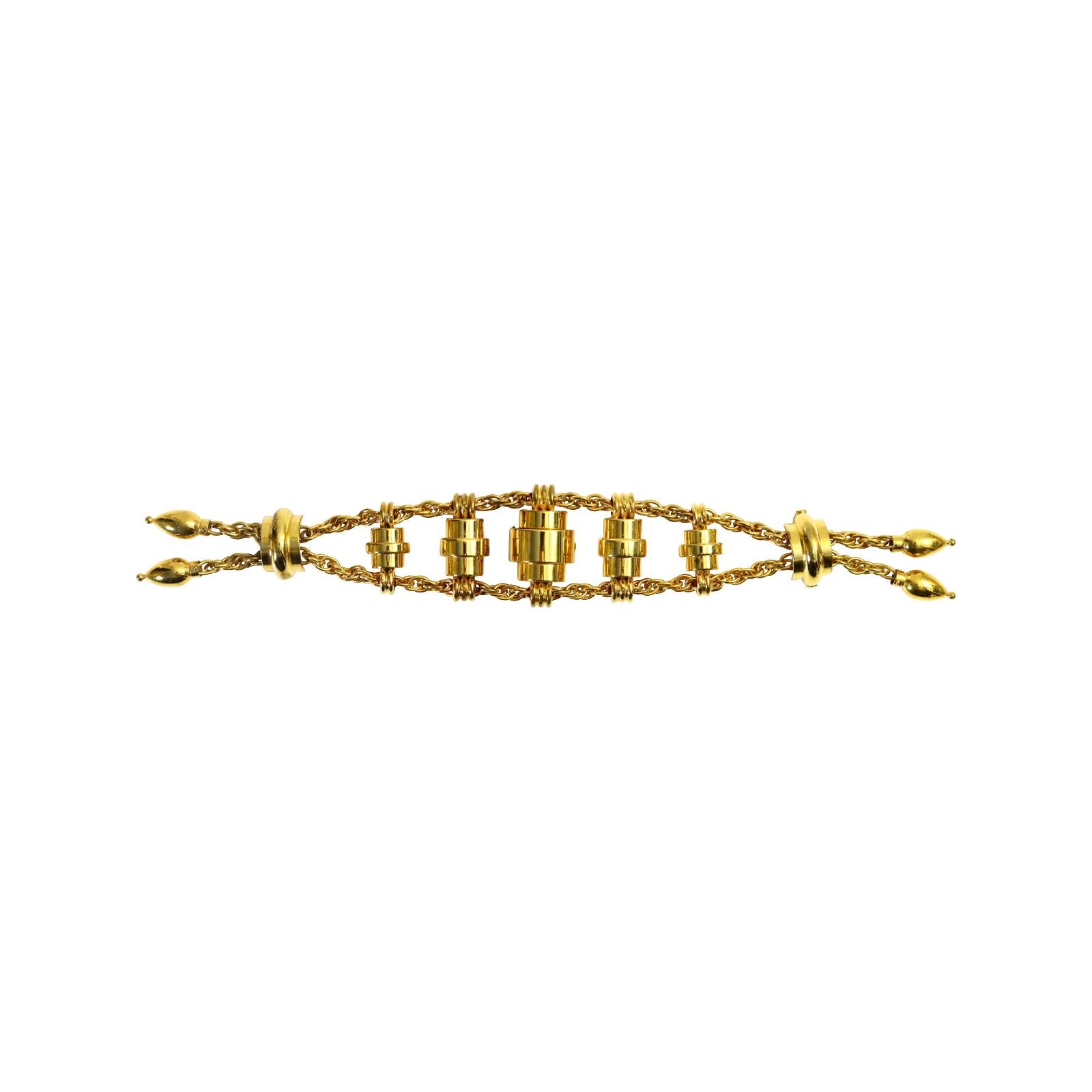 Vintage Harmon Gold Tone Dangling Bracelet Circa 1949 For Sale 1
