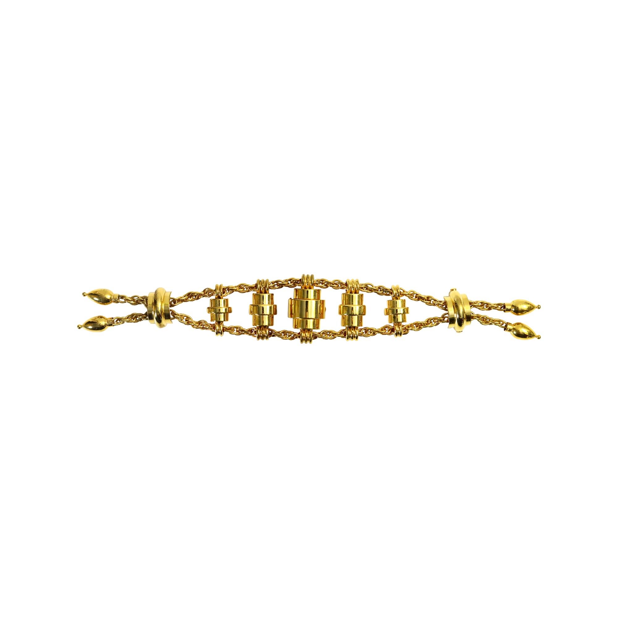 Pulsera colgante Harmon vintage en tono dorado Circa 1949 en venta 2