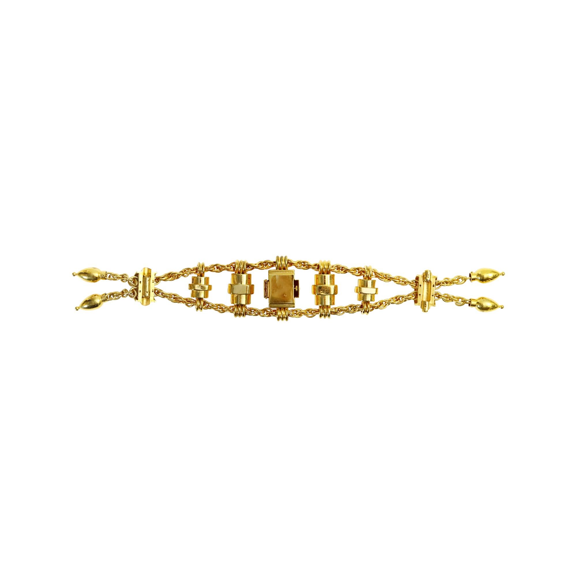 Pulsera colgante Harmon vintage en tono dorado Circa 1949 en venta 3