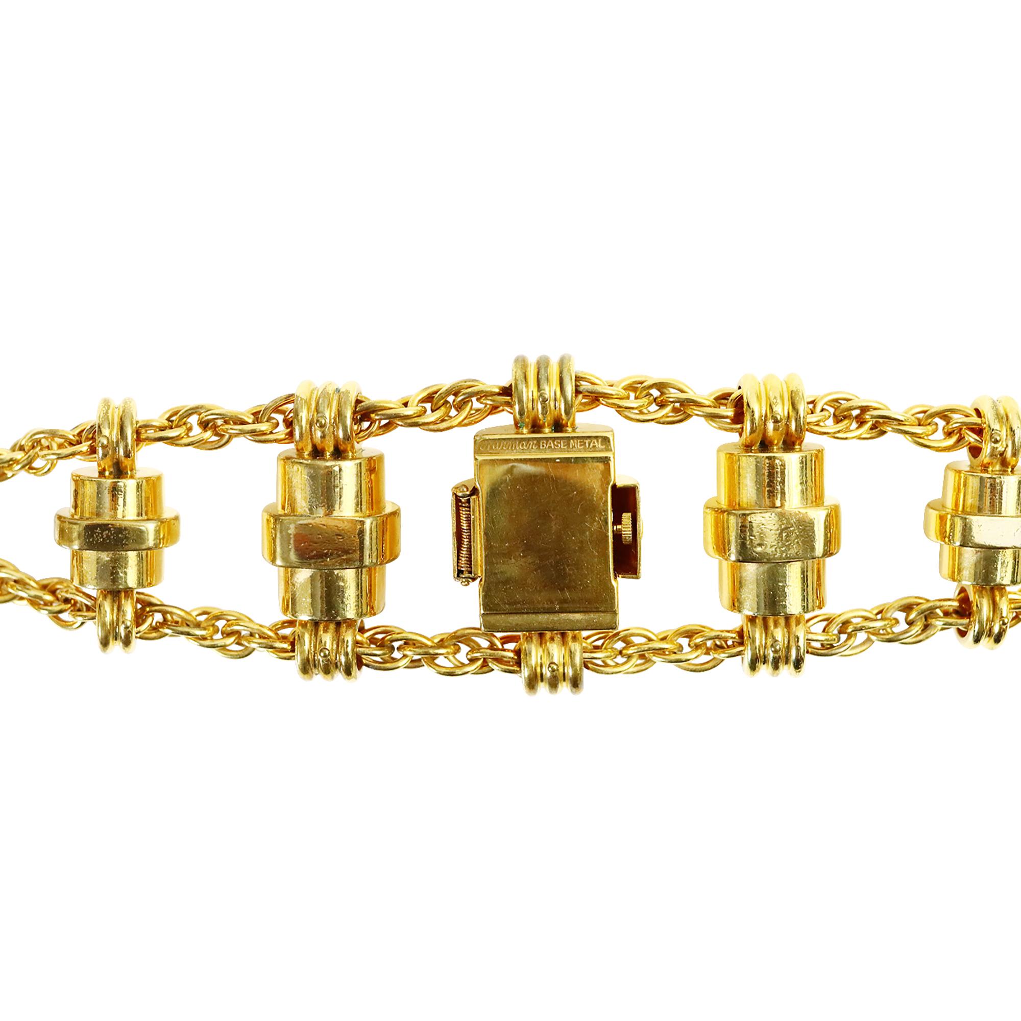 Pulsera colgante Harmon vintage en tono dorado Circa 1949 en venta 4
