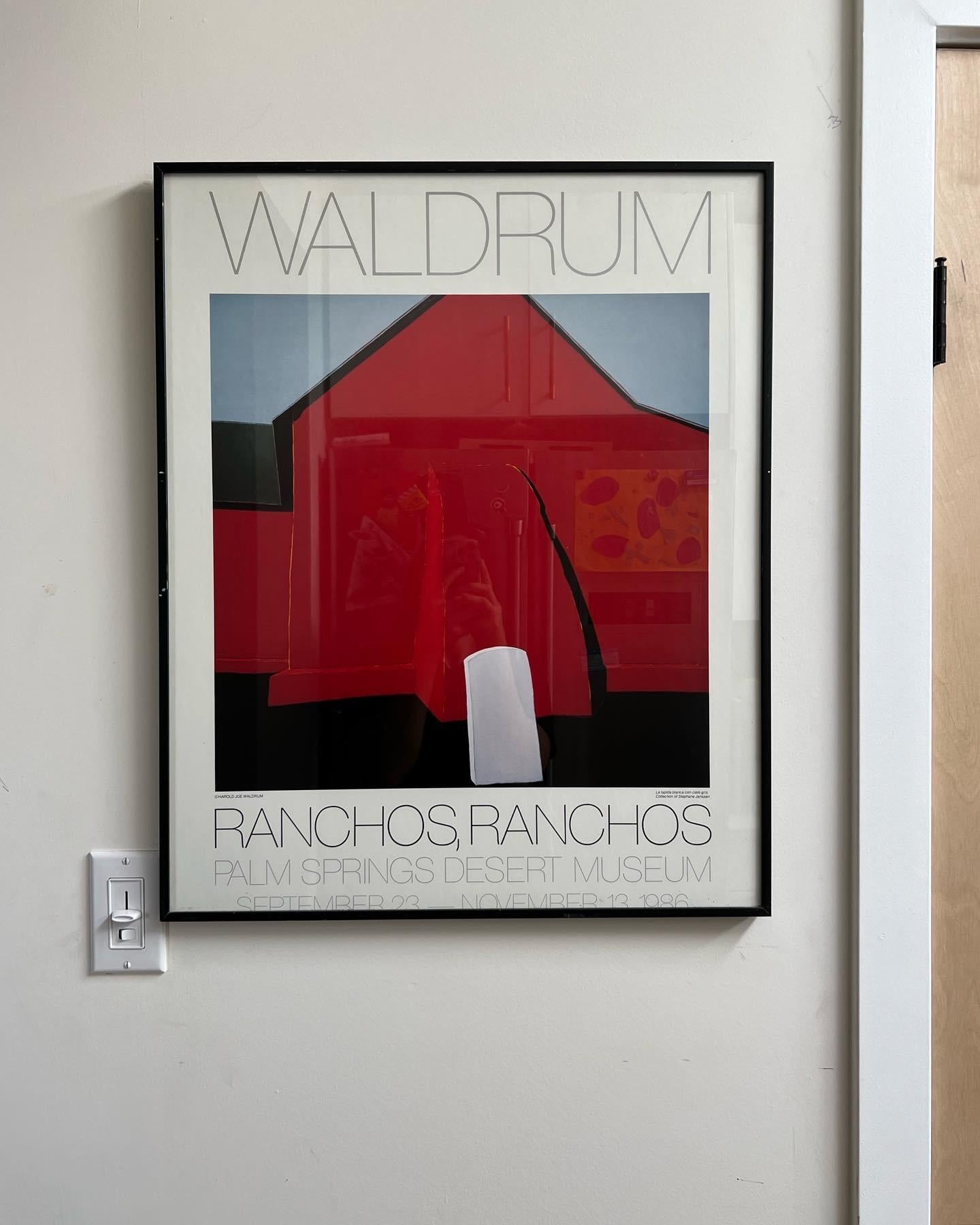 Vintage Harold Waldrum exhibition poster, framed behind glass, 1986 2