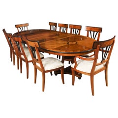 Vintage Harrods Biedermeier Dining Table & 10 Dining Chairs 20th Century