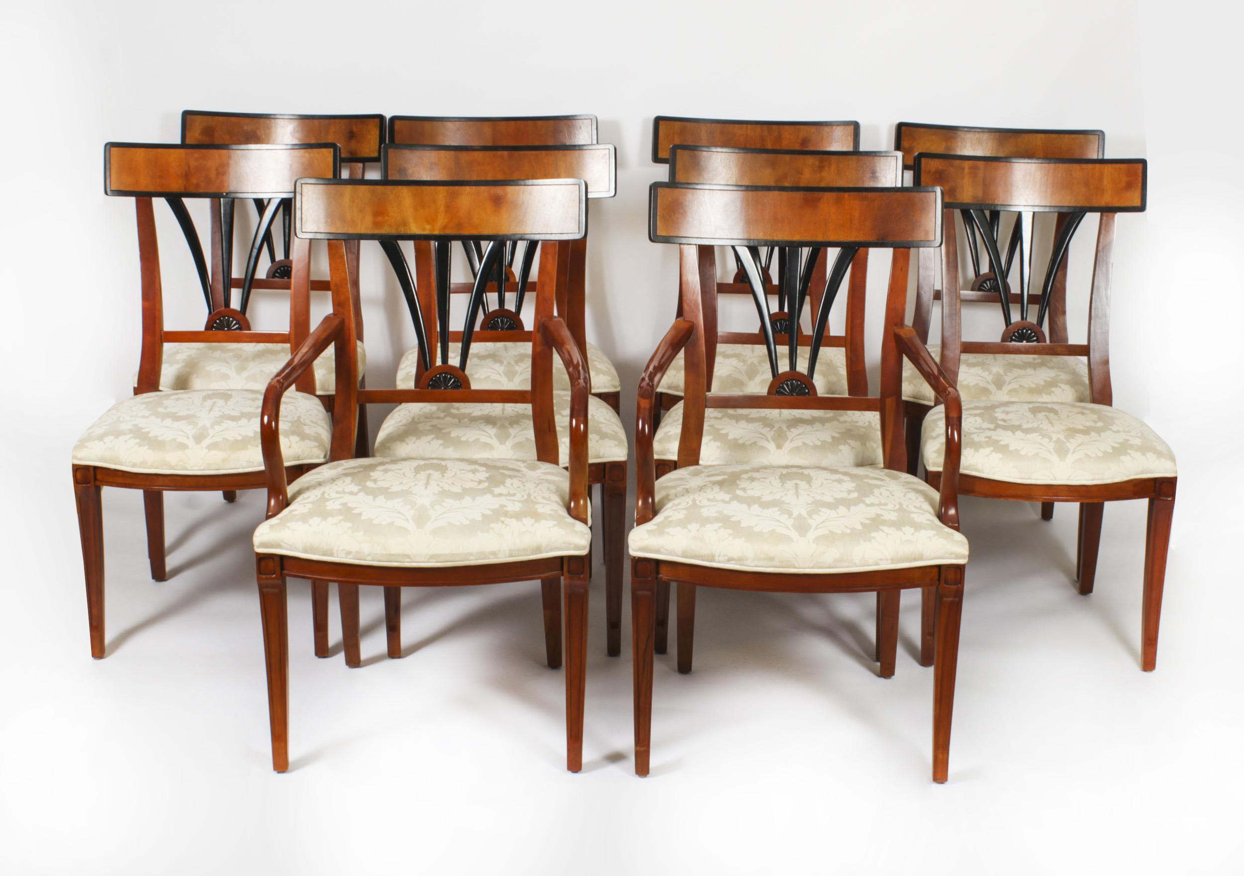Vintage Harrods Biedermeier Dining Table & 10 Dining Chairs 20th Century 5