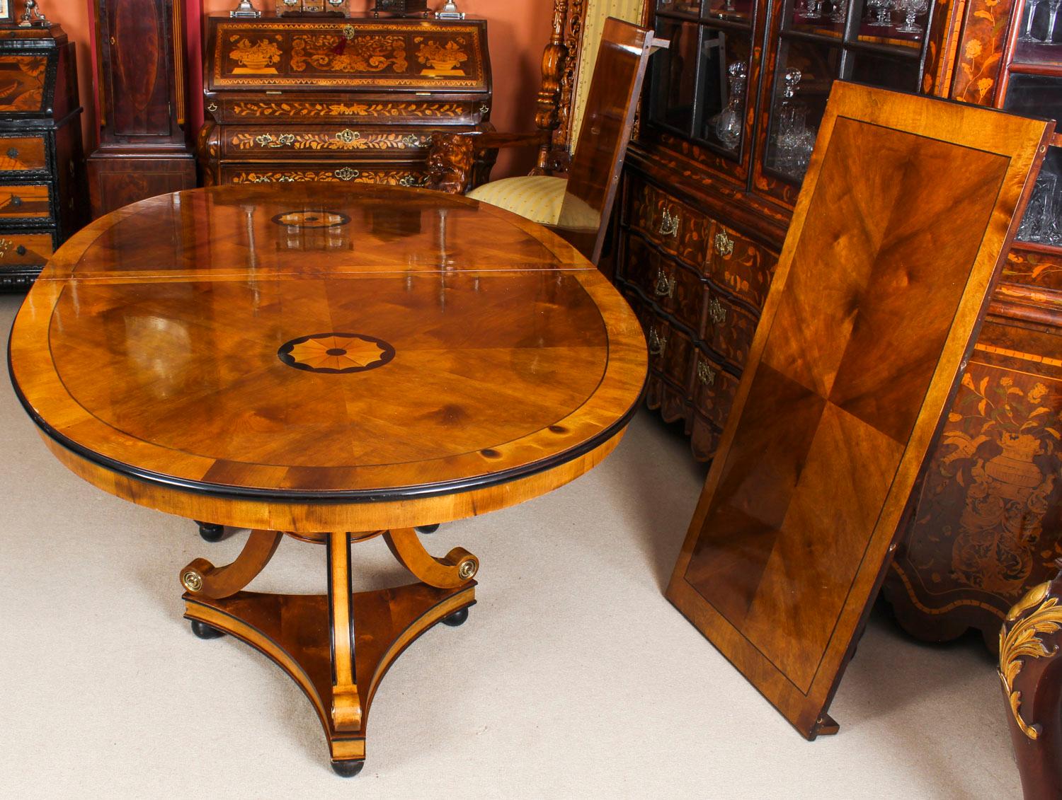 Birch Vintage Harrods Dining Table 20th Century and 12 Dining Chairs, 19th Century