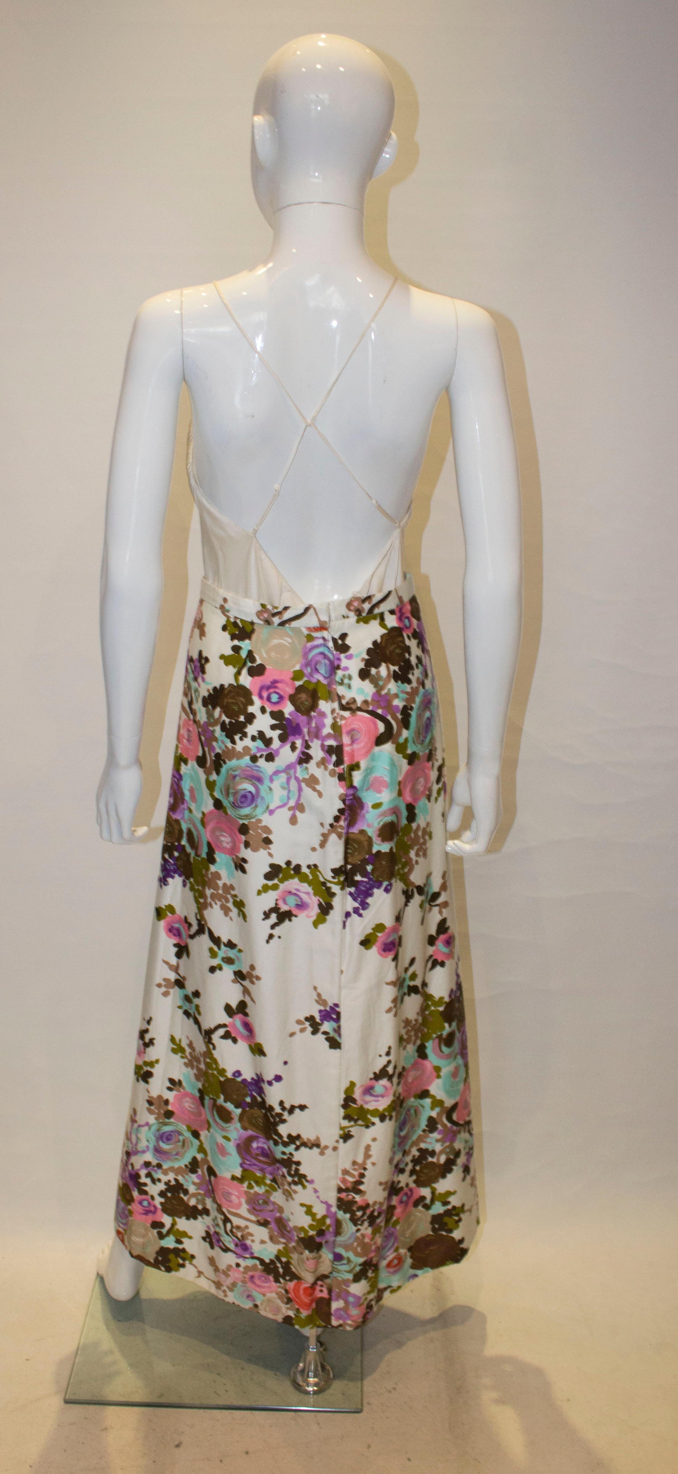 Gray Vintage Harrods Floral Skirt For Sale