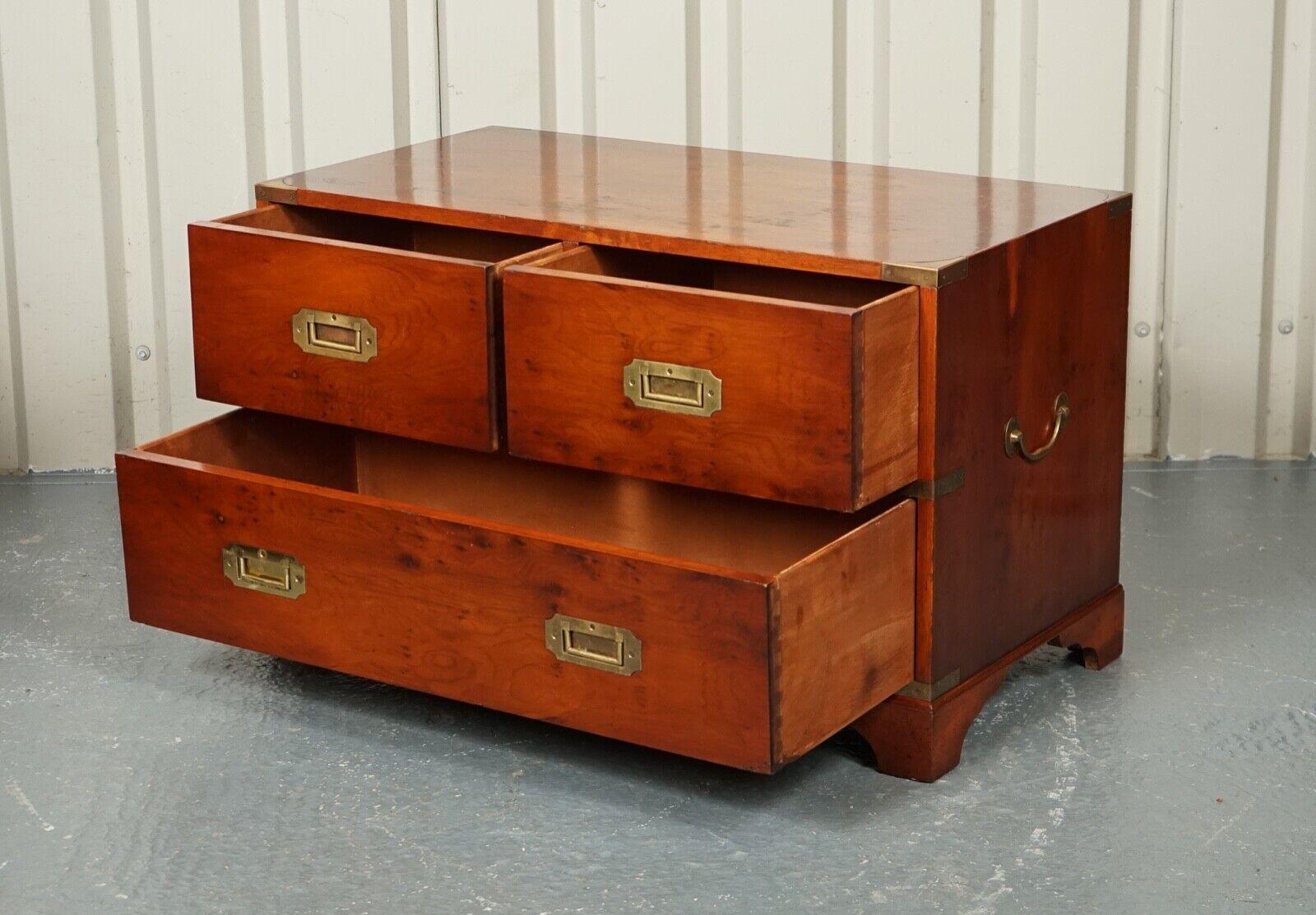 20th Century Vintage Harrods for Kennedy Burr Yew Wood Military Campaign Chest of Drawers