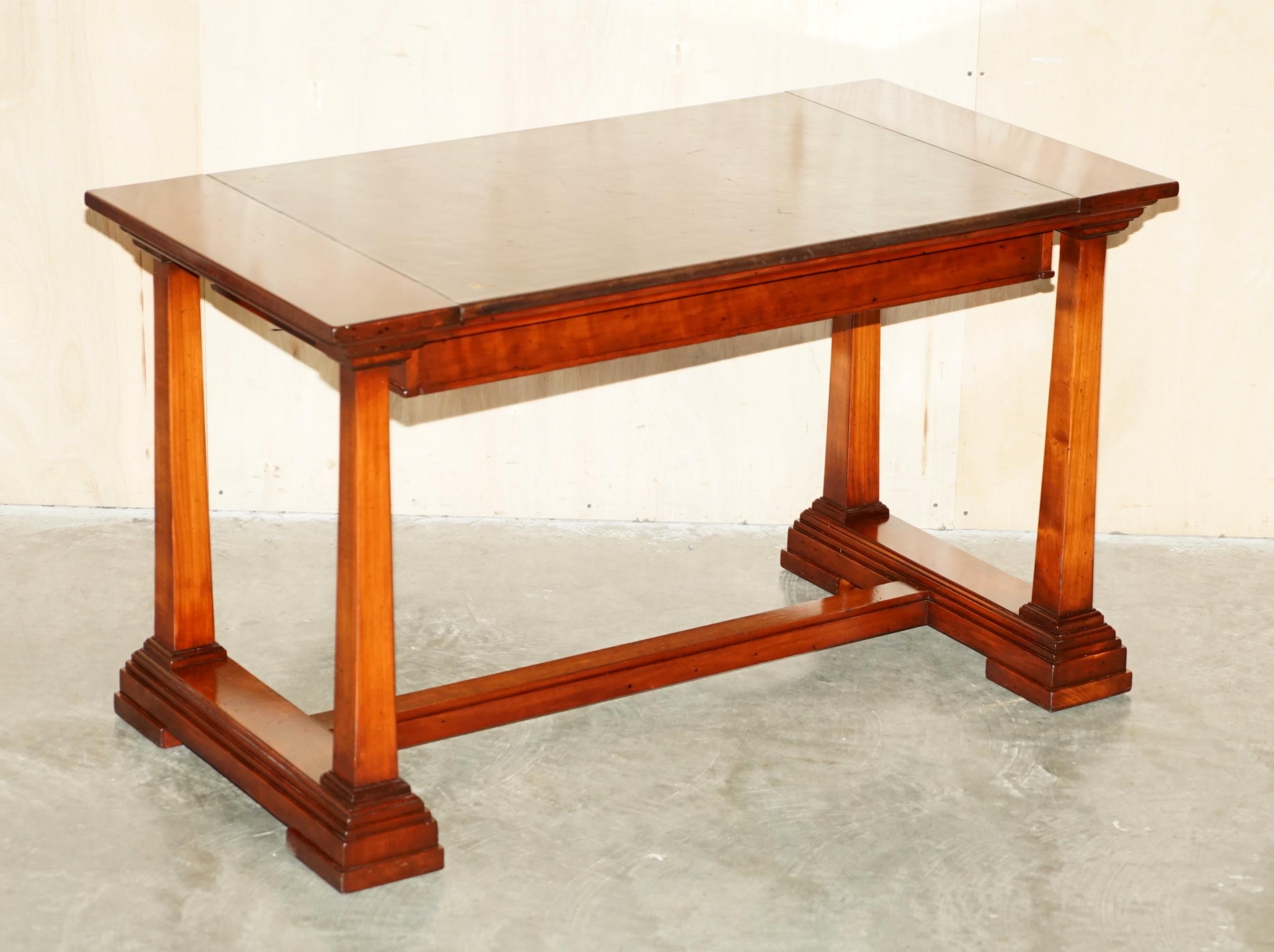 Campaign VINTAGE HARRODS KENNEDY BROWN LEATHER ARITECTURAL WRiTING TABLE OR DESK For Sale