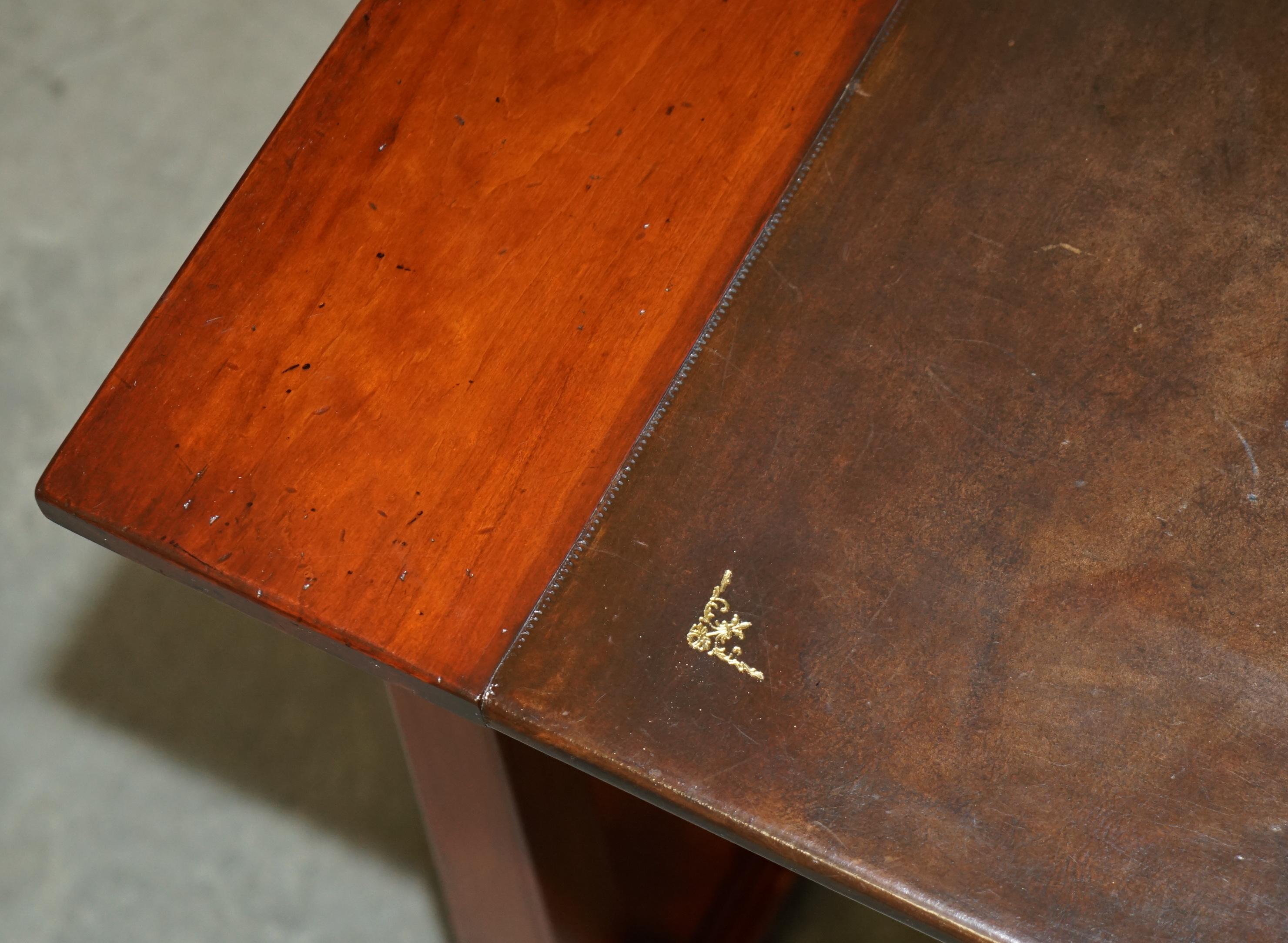 20th Century VINTAGE HARRODS KENNEDY BROWN LEATHER ARITECTURAL WRiTING TABLE OR DESK For Sale