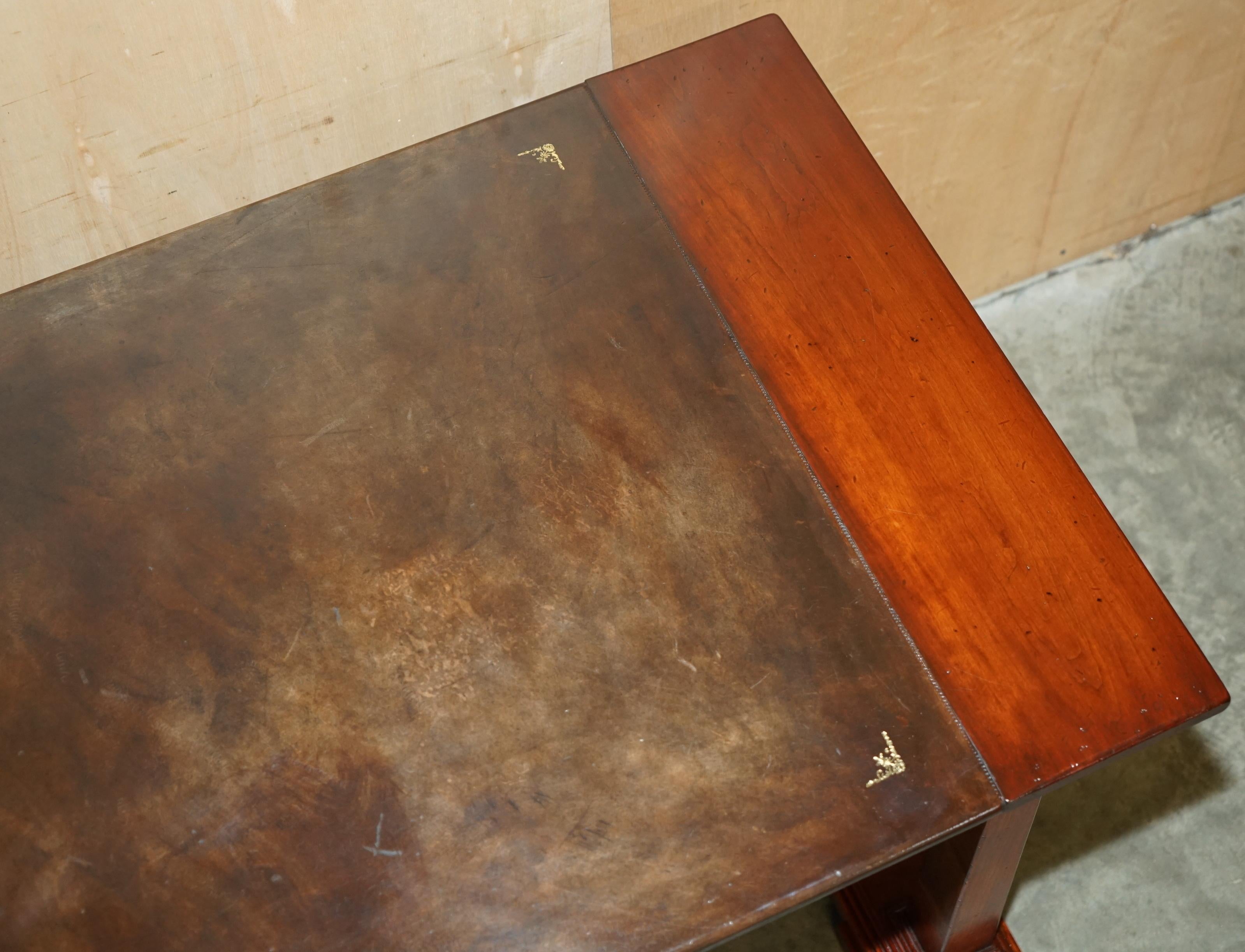 VINTAGE HARRODS KENNEDY BROWN LEATHER ARITECTURAL WRiTING TABLE OR DESK For Sale 1