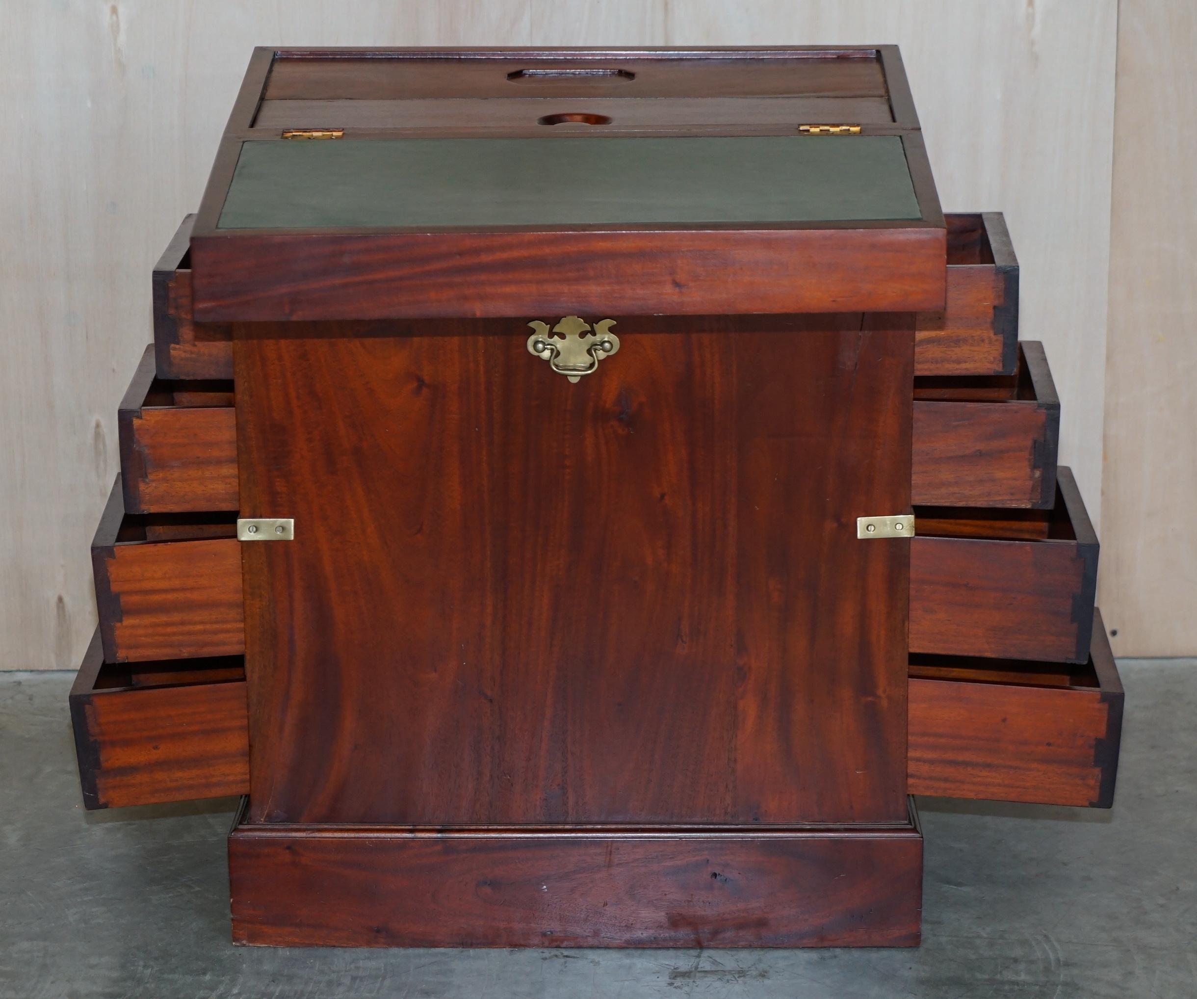 Vintage Harrods Kennedy Hardwood & Brass Small Davenport Pedestal Desk Table 8