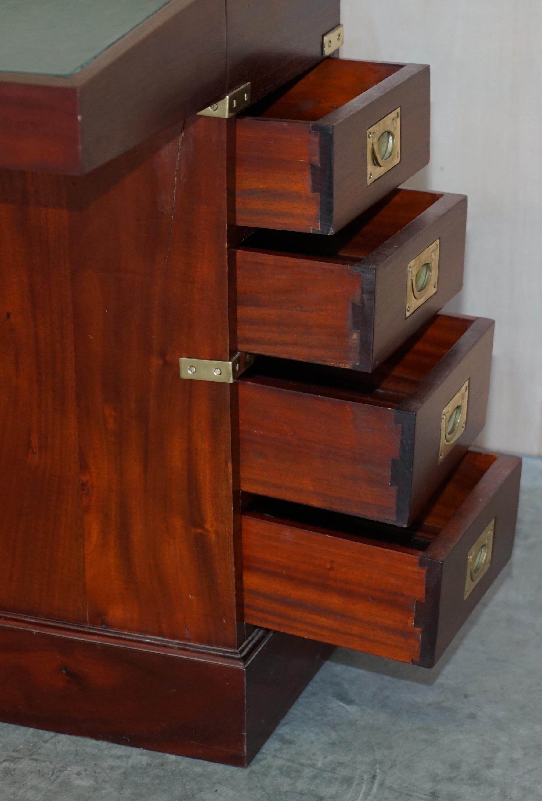 Vintage Harrods Kennedy Hardwood & Brass Small Davenport Pedestal Desk Table 9