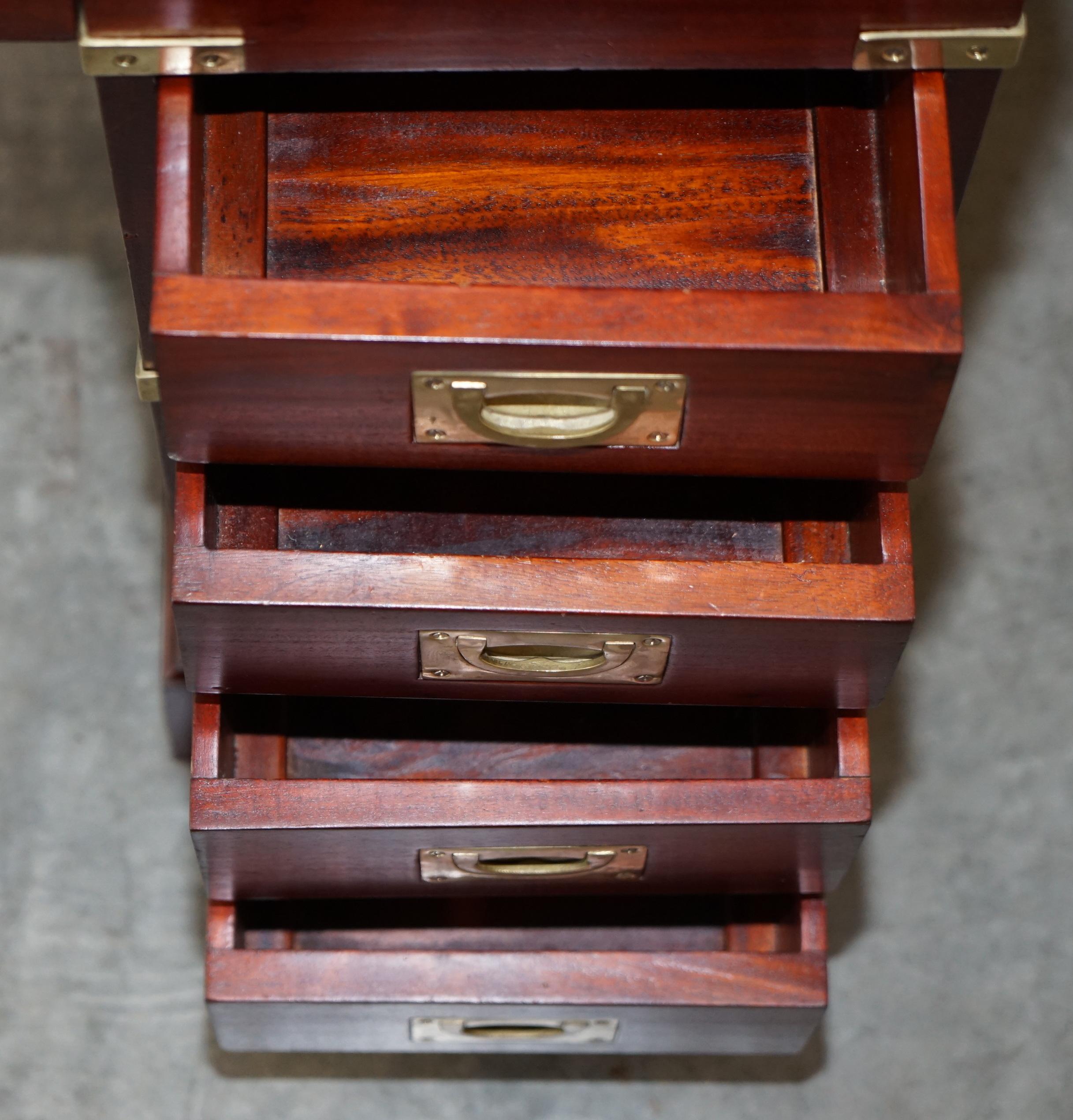 Vintage Harrods Kennedy Hardwood & Brass Small Davenport Pedestal Desk Table 10