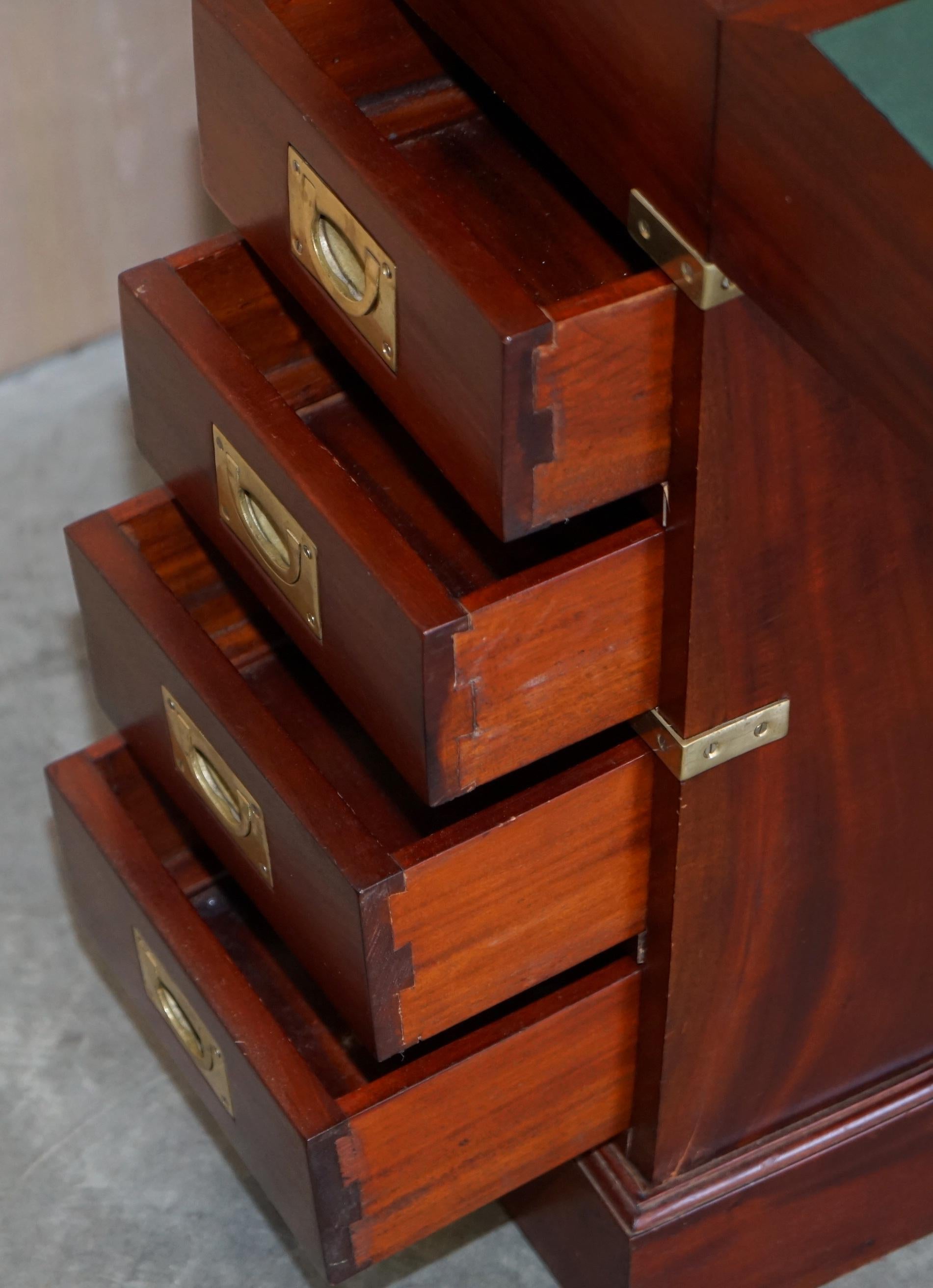 Vintage Harrods Kennedy Hardwood & Brass Small Davenport Pedestal Desk Table 11