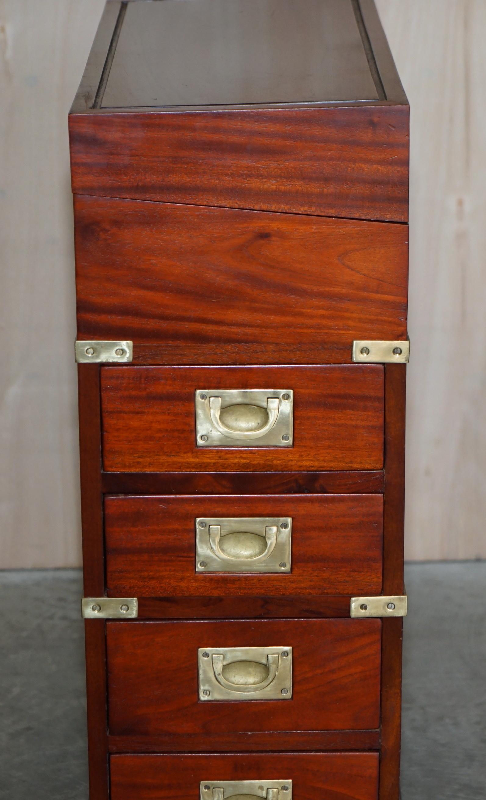 Vintage Harrods Kennedy Hardwood & Brass Small Davenport Pedestal Desk Table 1