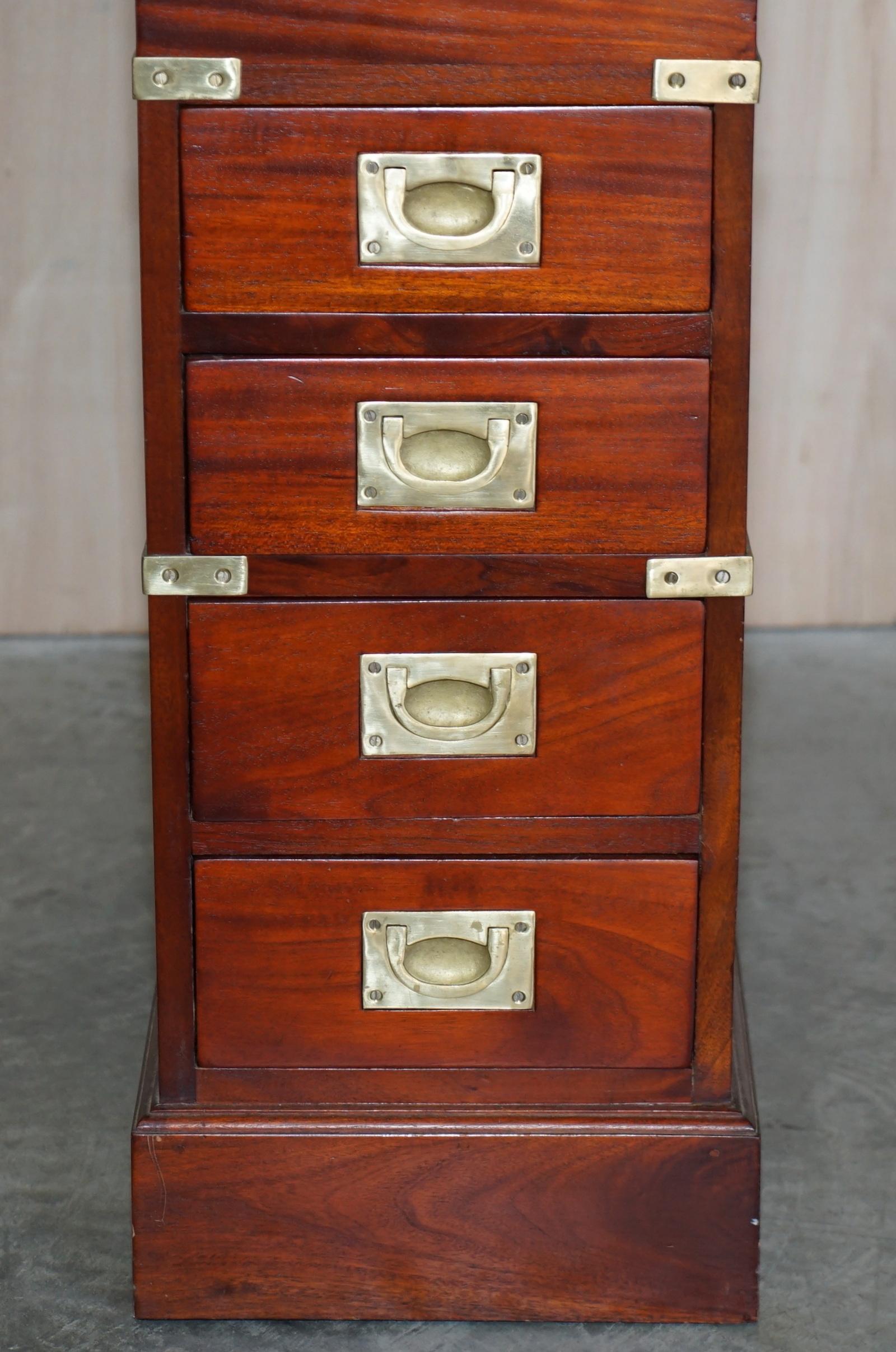 Vintage Harrods Kennedy Hardwood & Brass Small Davenport Pedestal Desk Table 2