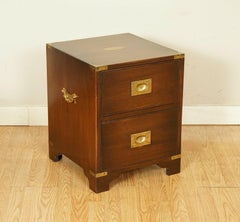 Vintage Harrods Kennedy Military Campaign Bedside End Table