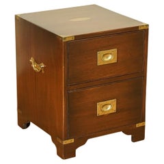 Vintage Harrods Kennedy Military Campaign Bedside End Table
