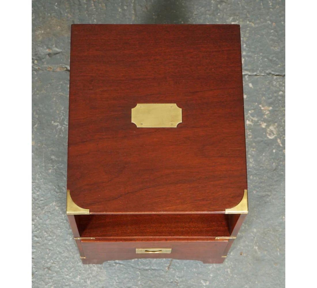 Hand-Crafted Vintage Harrods Kennedy Military Campaign Bedside Nightstand End Table For Sale