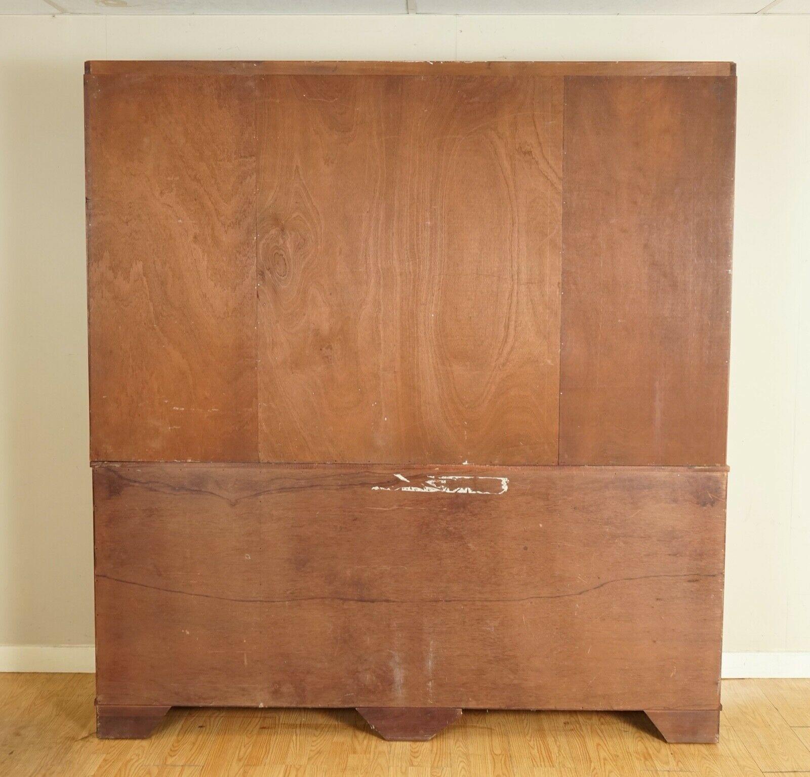 Vintage Harrods Kennedy Military Campaign Breakfront Library Display Cabinet 4