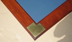 VINTAGE HARRODS KENNEDY MILITARY CAMPAiGN LARGE BRASS GLASS & HARDWOOD MIRROR