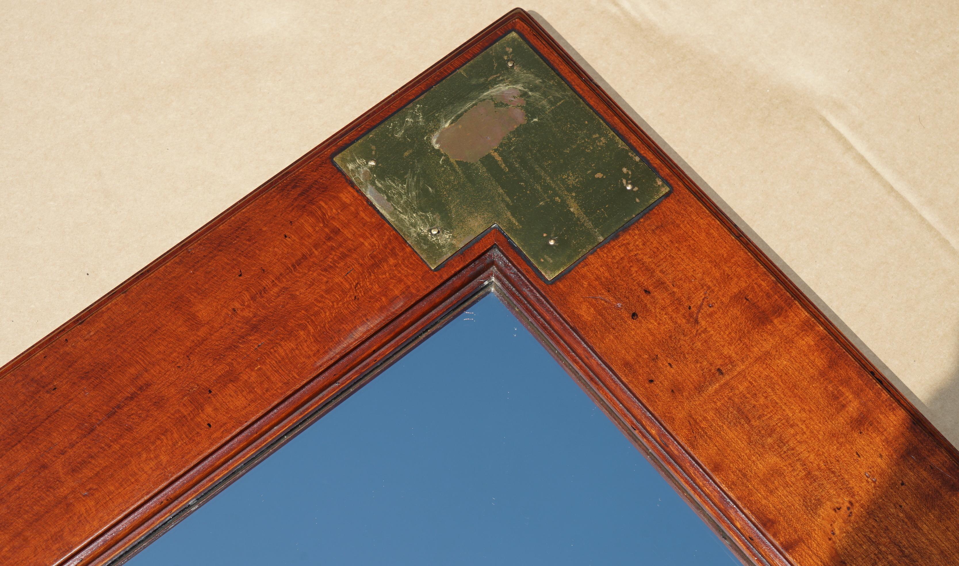 VINTAGE HARRODS KENNEDY MILITARY CAMPAiGN LARGE BRASS GLASS & HARDWOOD MIRROR im Zustand „Gut“ im Angebot in West Sussex, Pulborough